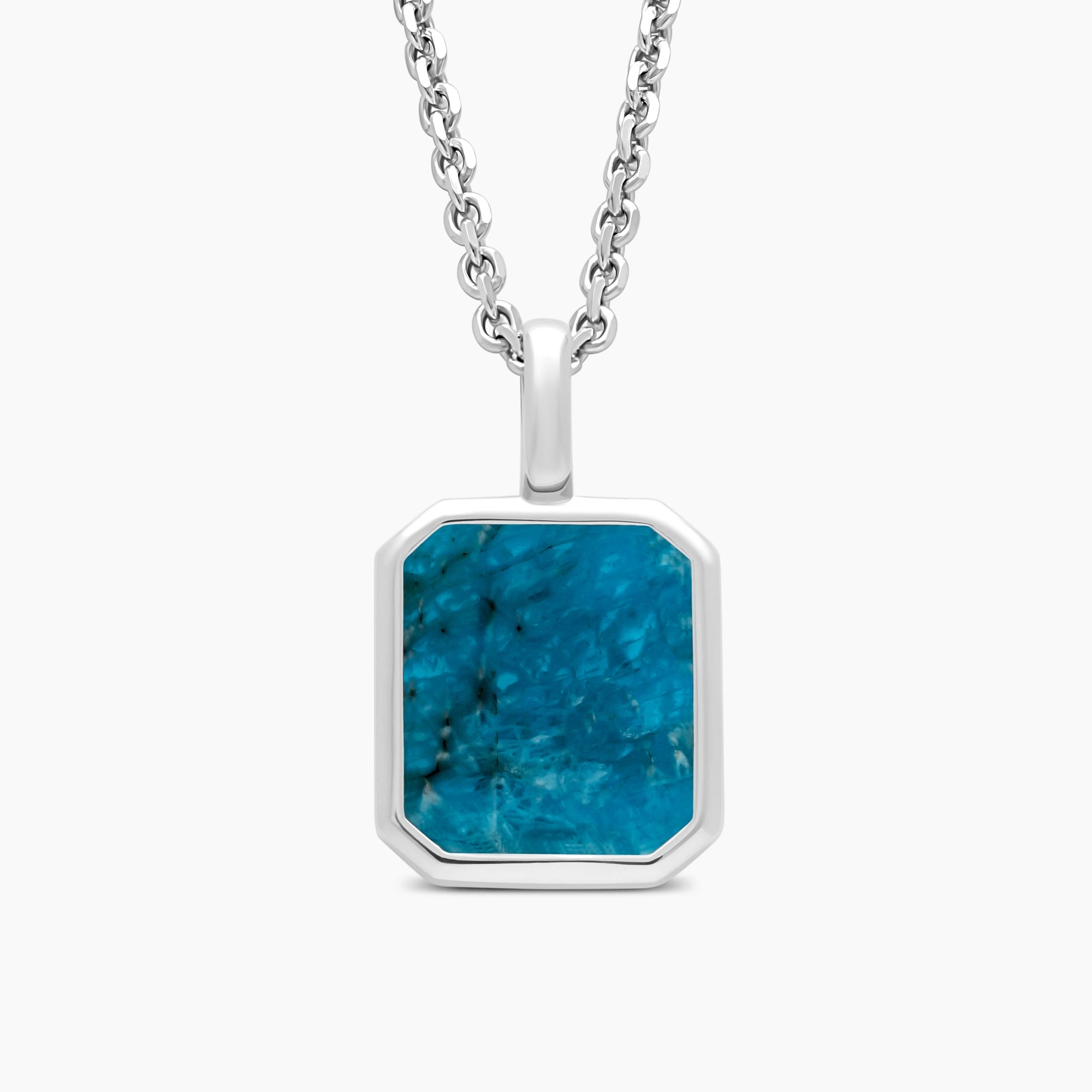 Apatite Pendant with 2mm Cable Chain in 925 Sterling Silver