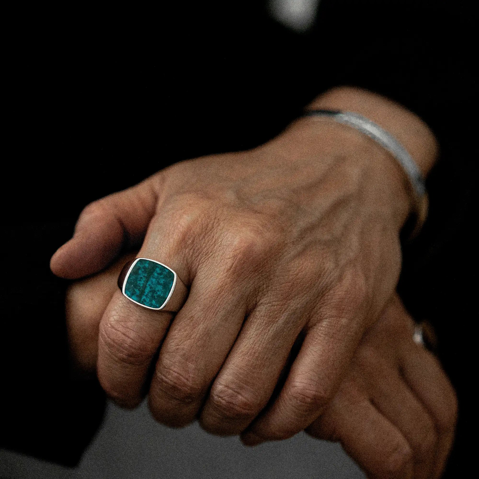 Apatite Signet Ring 17mm 925 Sterling Silver