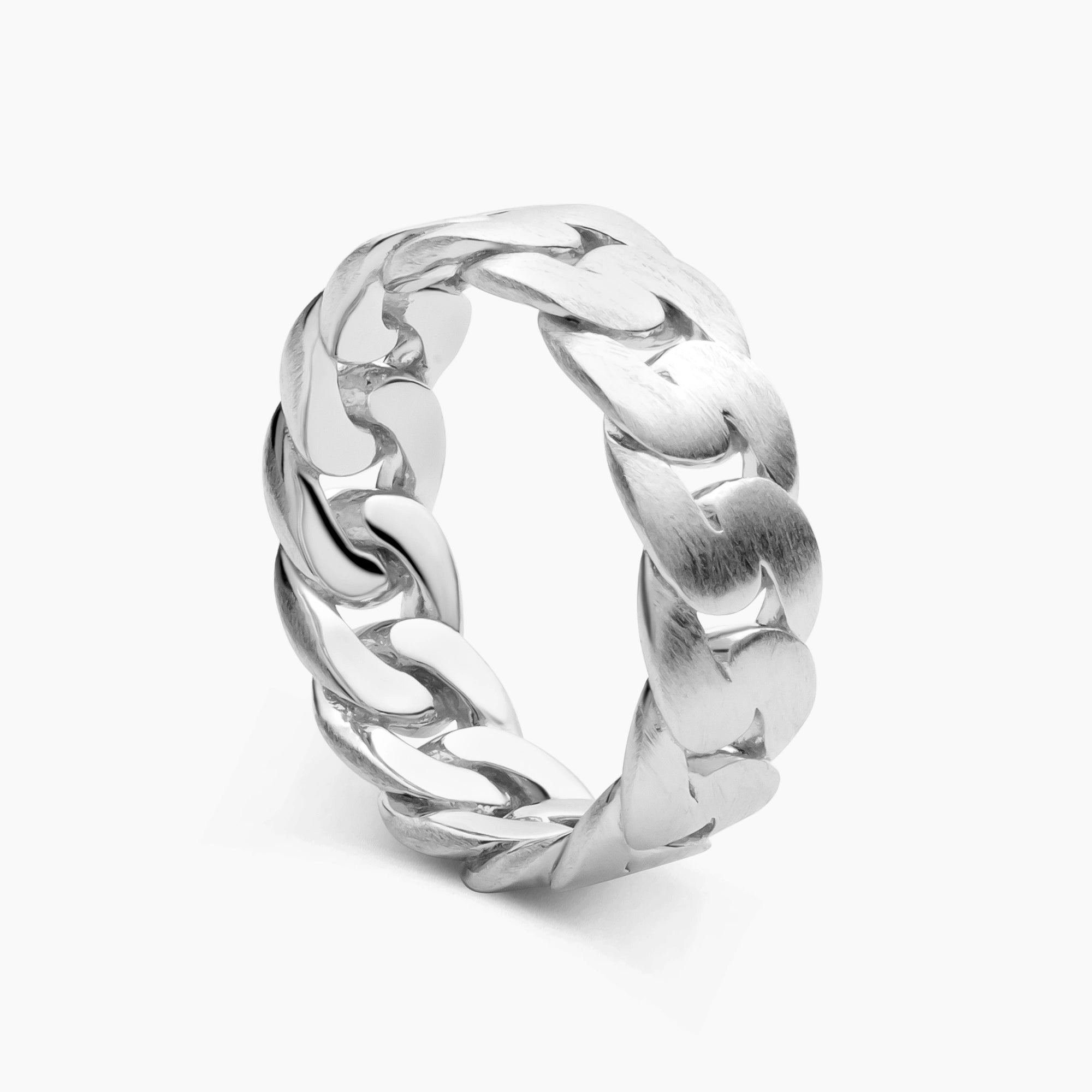 Brushed Cuban Ring Sterling Silver