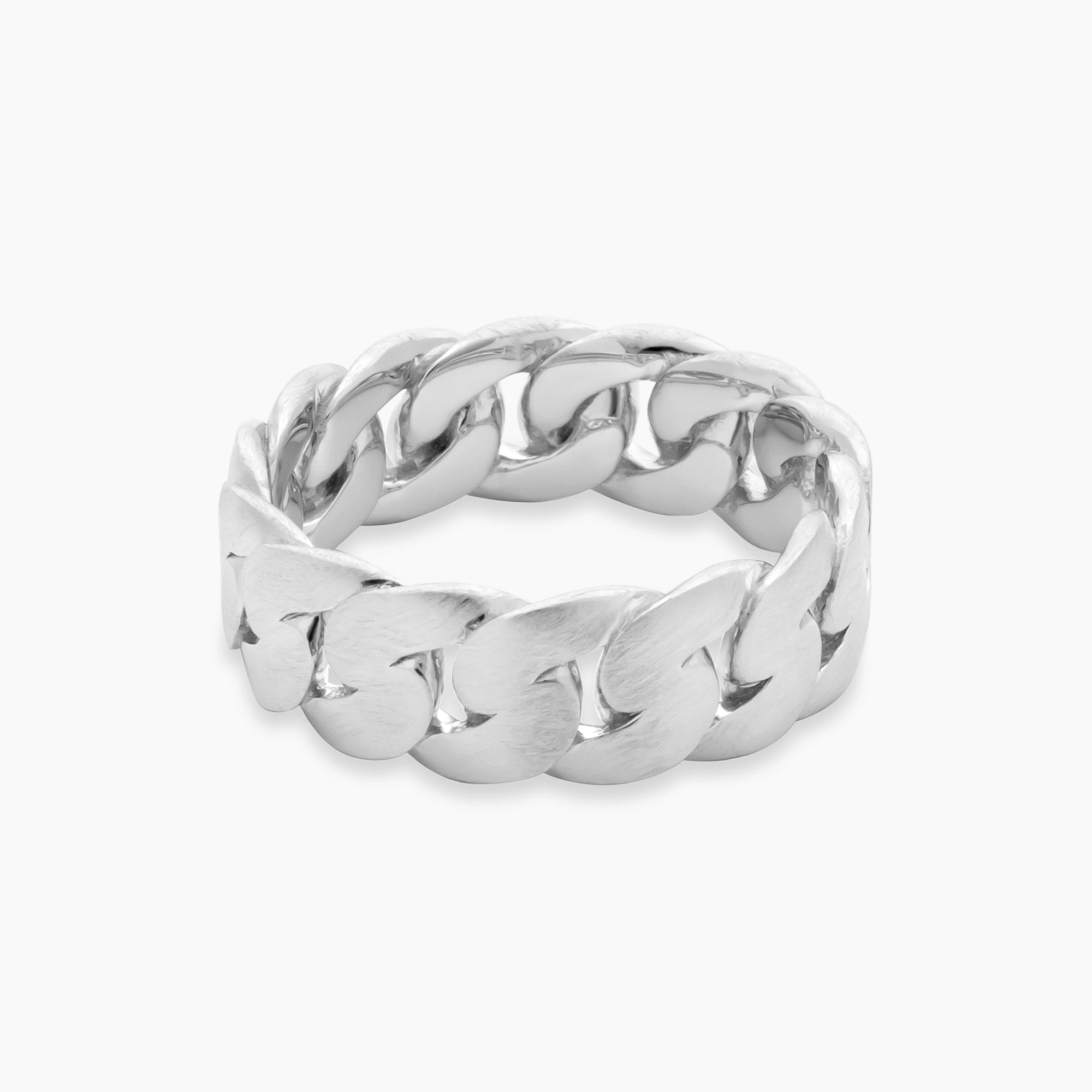Brushed Cuban Ring Sterling Silver - Front
