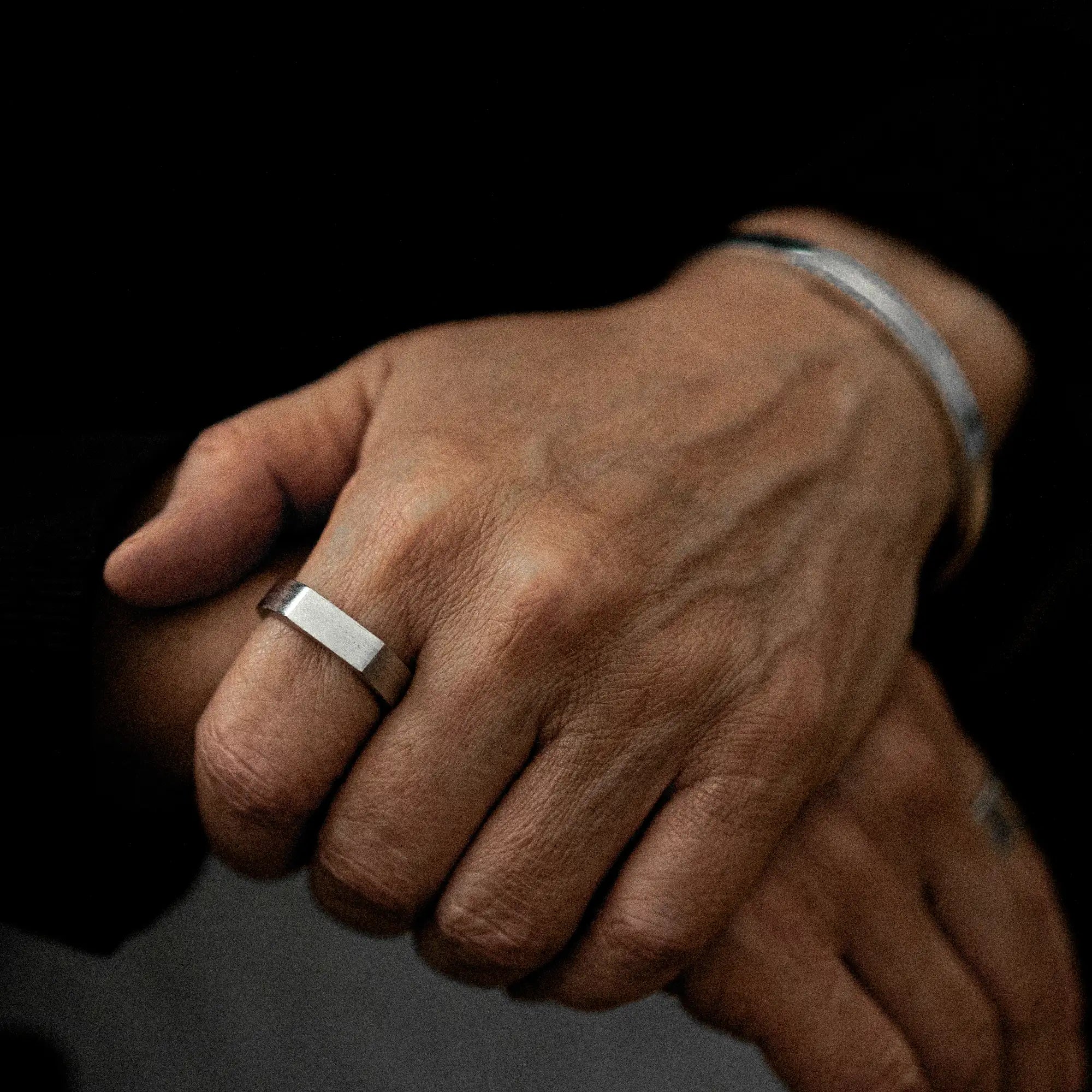 Brushed Mini Signet Ring Sterling Silver
