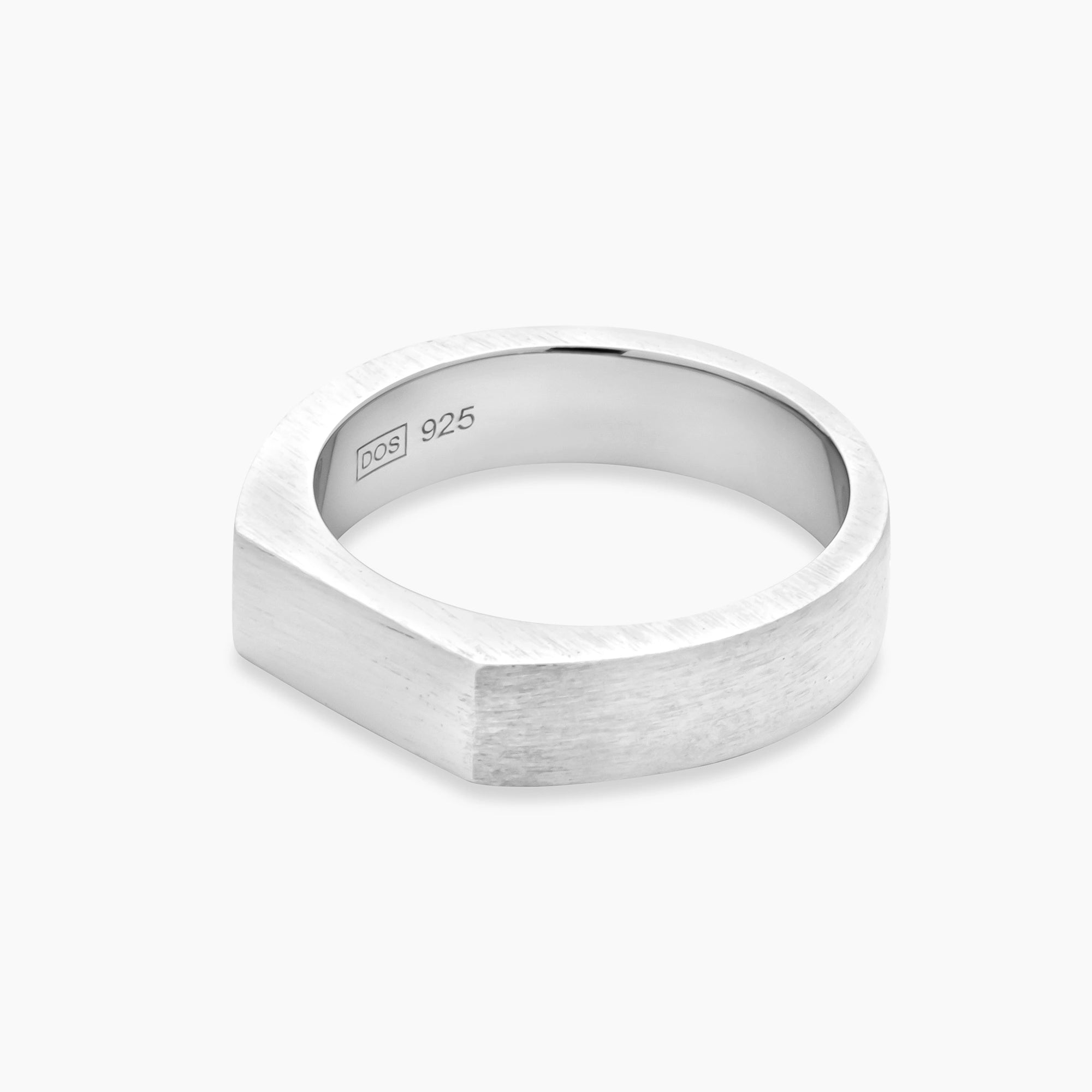 Brushed Mini Signet Ring Sterling Silver - Side