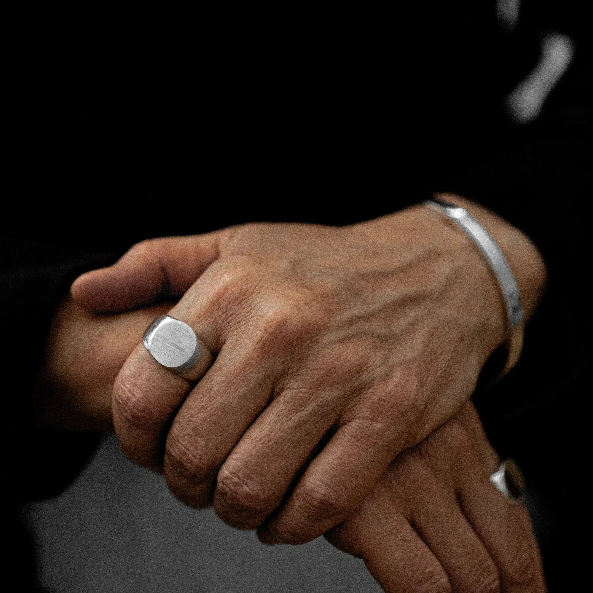 Brushed Oval Signet Ring Sterling Silver