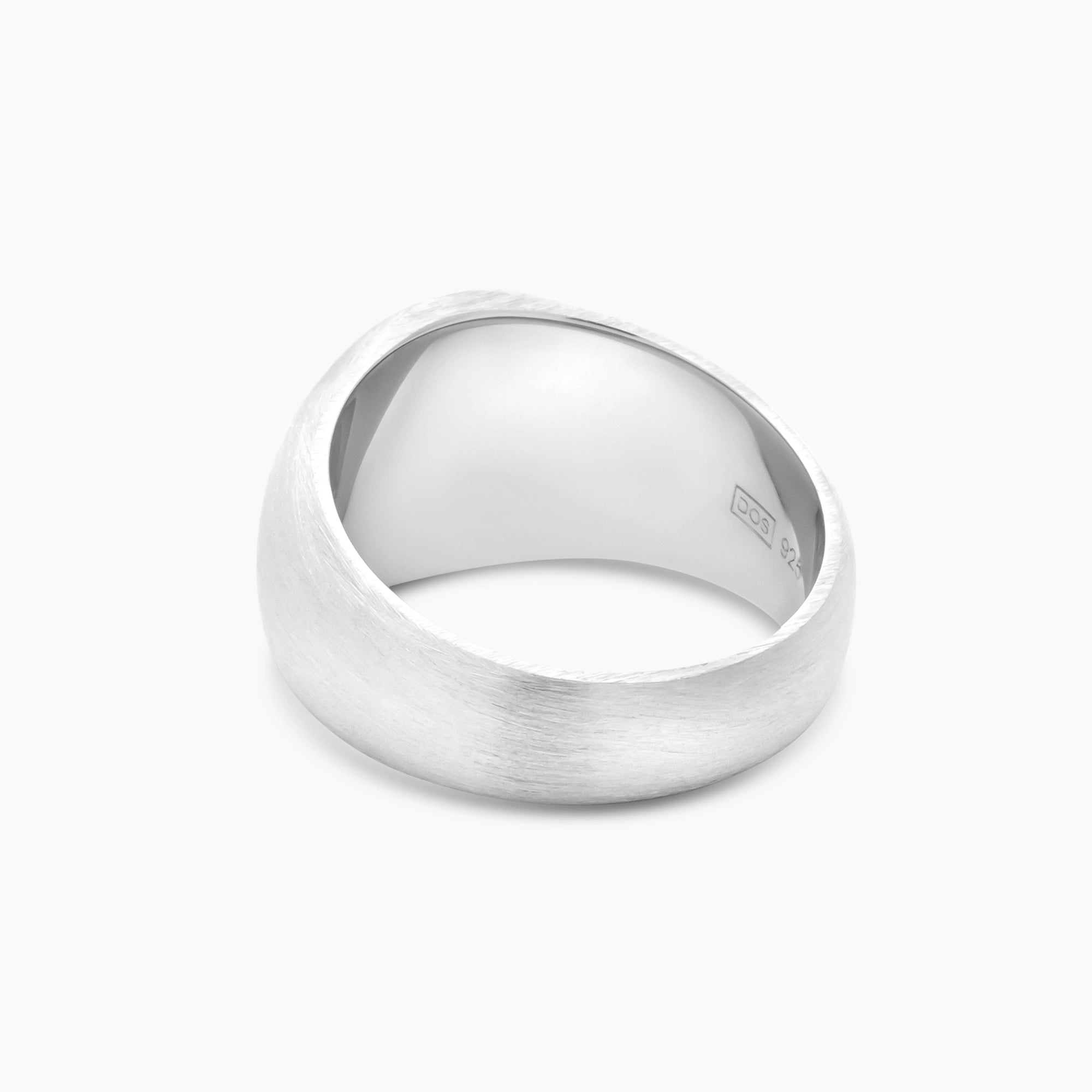 Brushed Oval Signet Ring Sterling Silver - Back