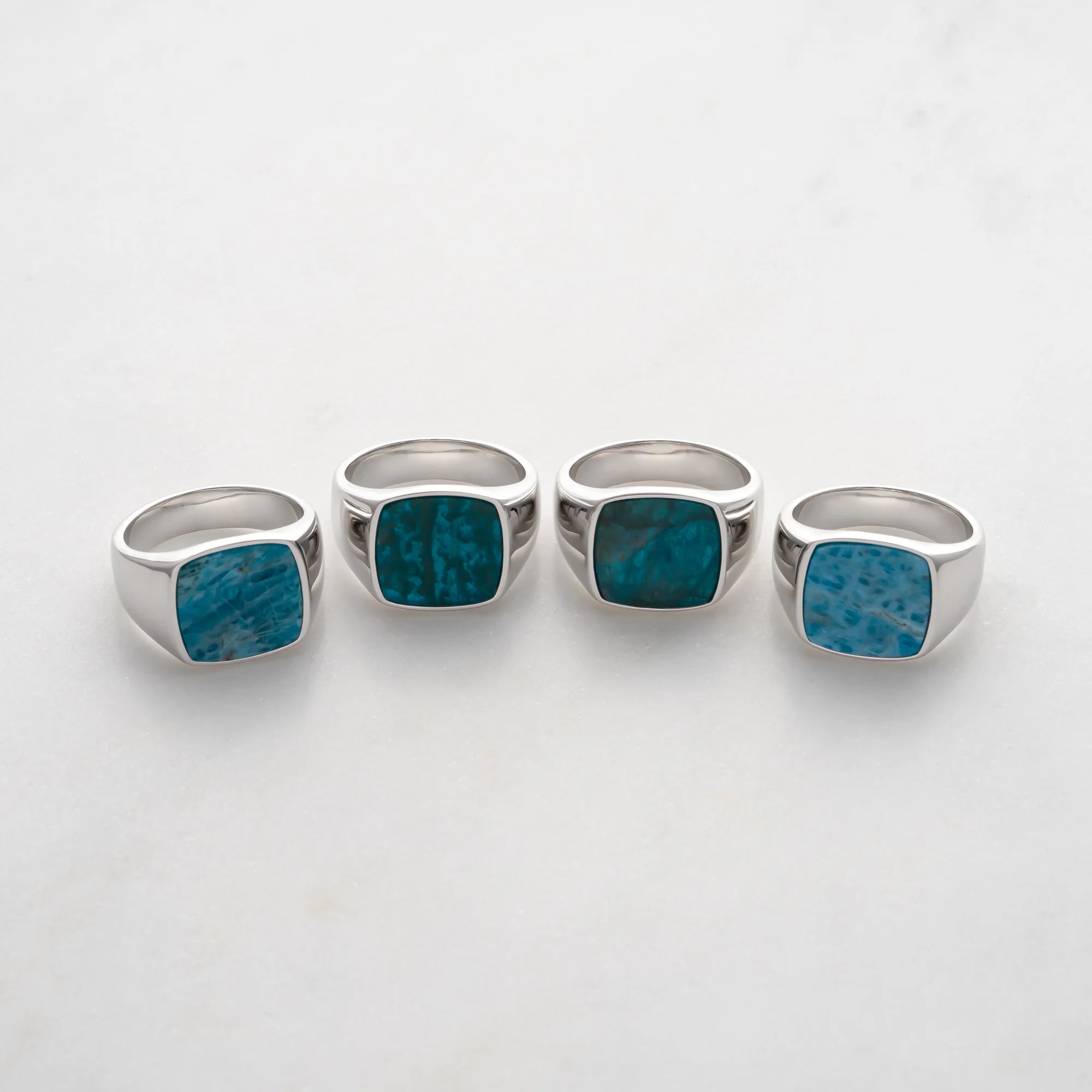 Collection of Sterling Silver Apatite Signet Rings
