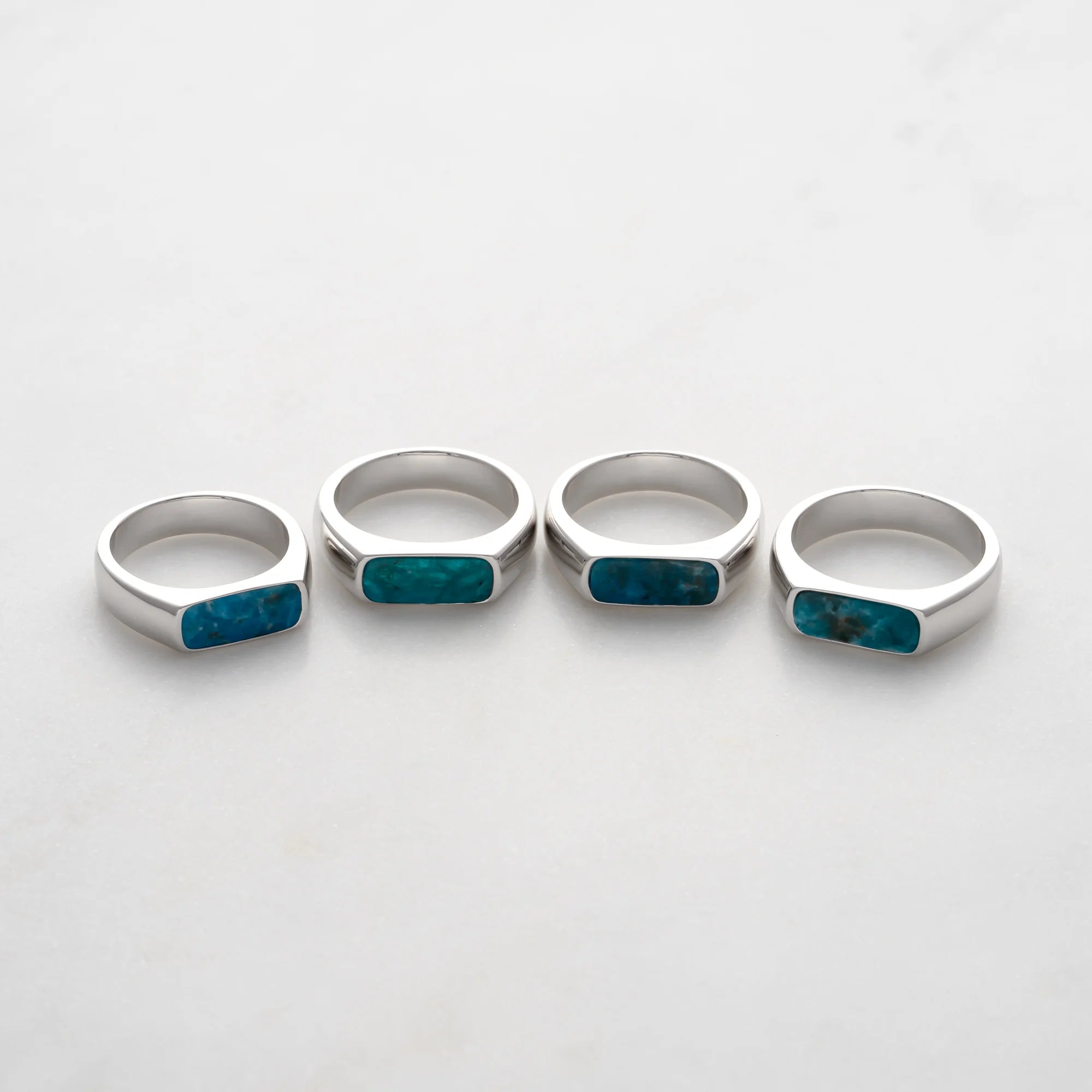 Collection of Sterling Silver Mini Apatite Signet Rings