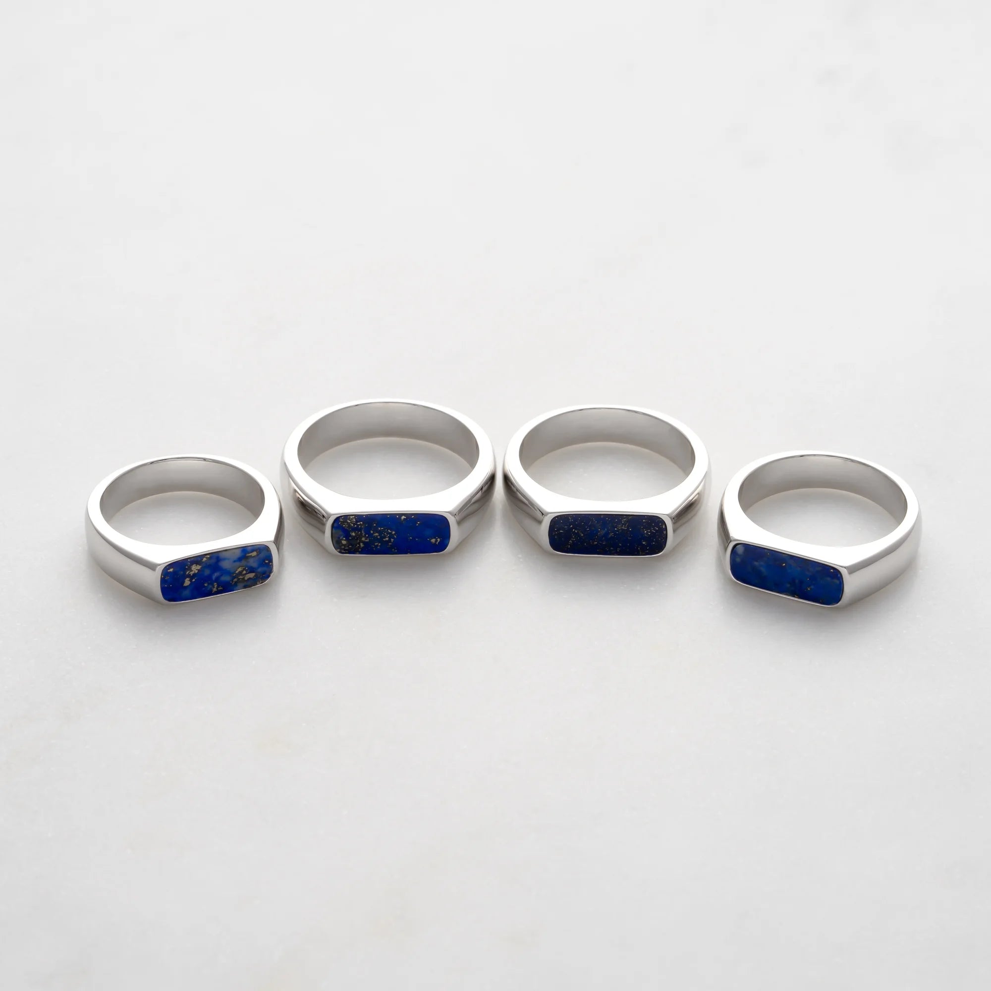 Collection of Sterling Silver Mini Lapis Lazuli Signet Rings