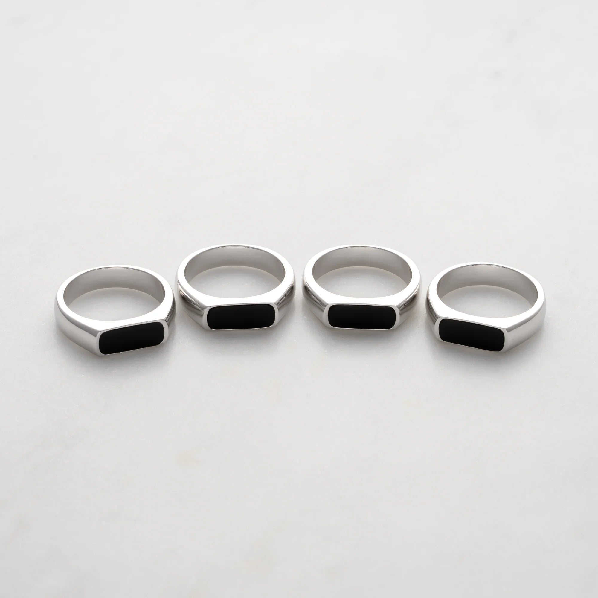 Collection of Sterling Silver Mini Onyx Signet Rings