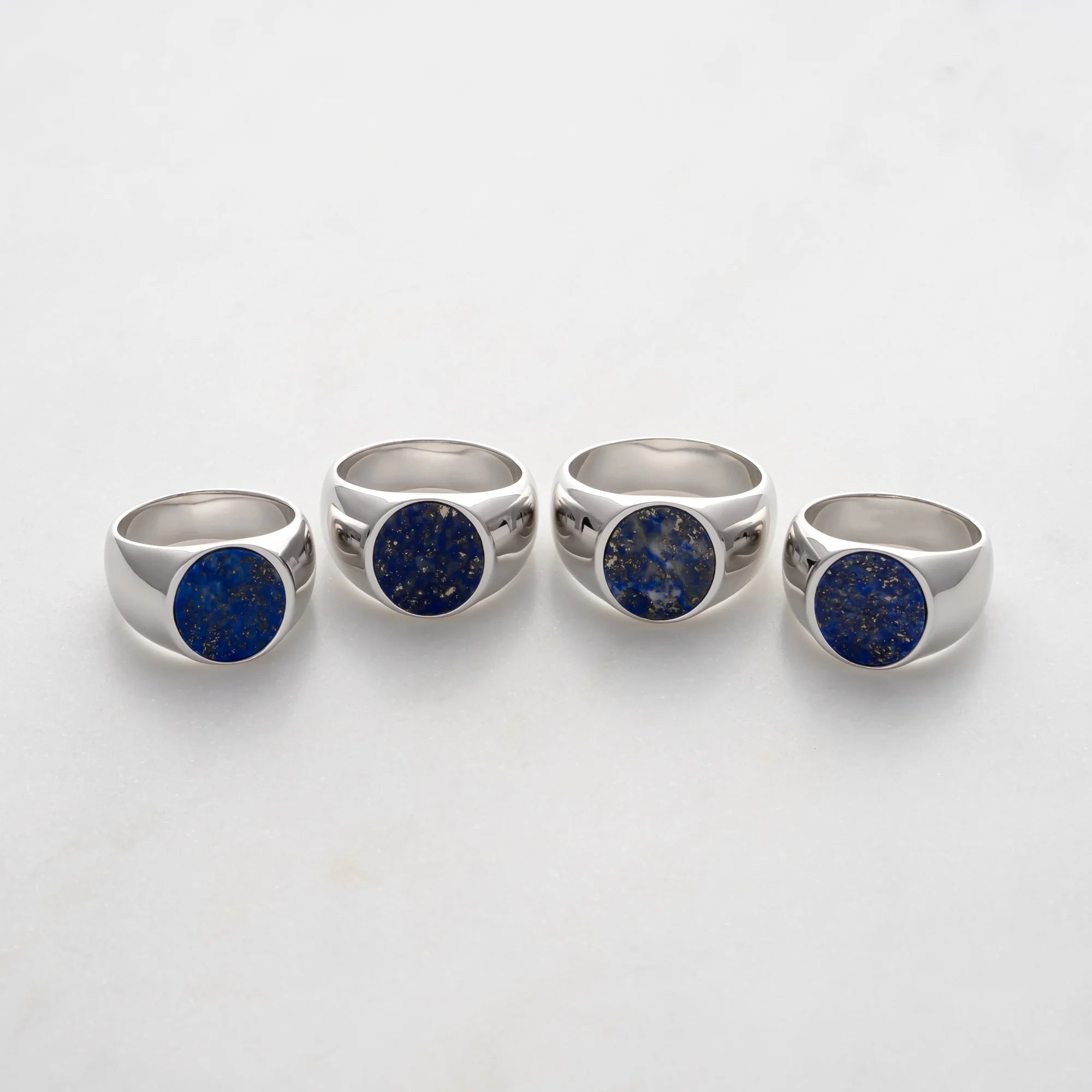 Collection of Oval Lapis Lazuli Signet Rings in Sterling Silver