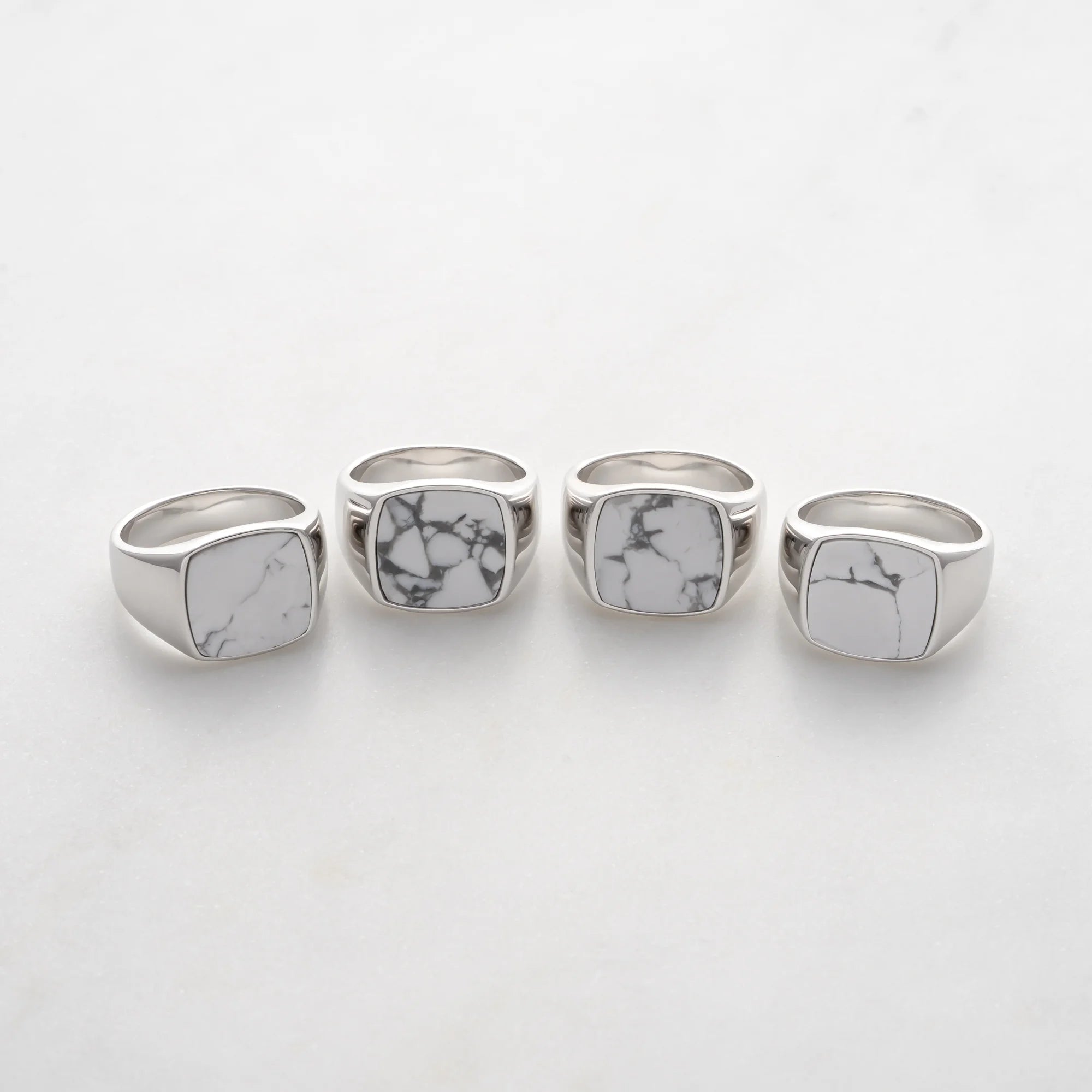 Collection of Sterling Silver Howlite Signet Rings