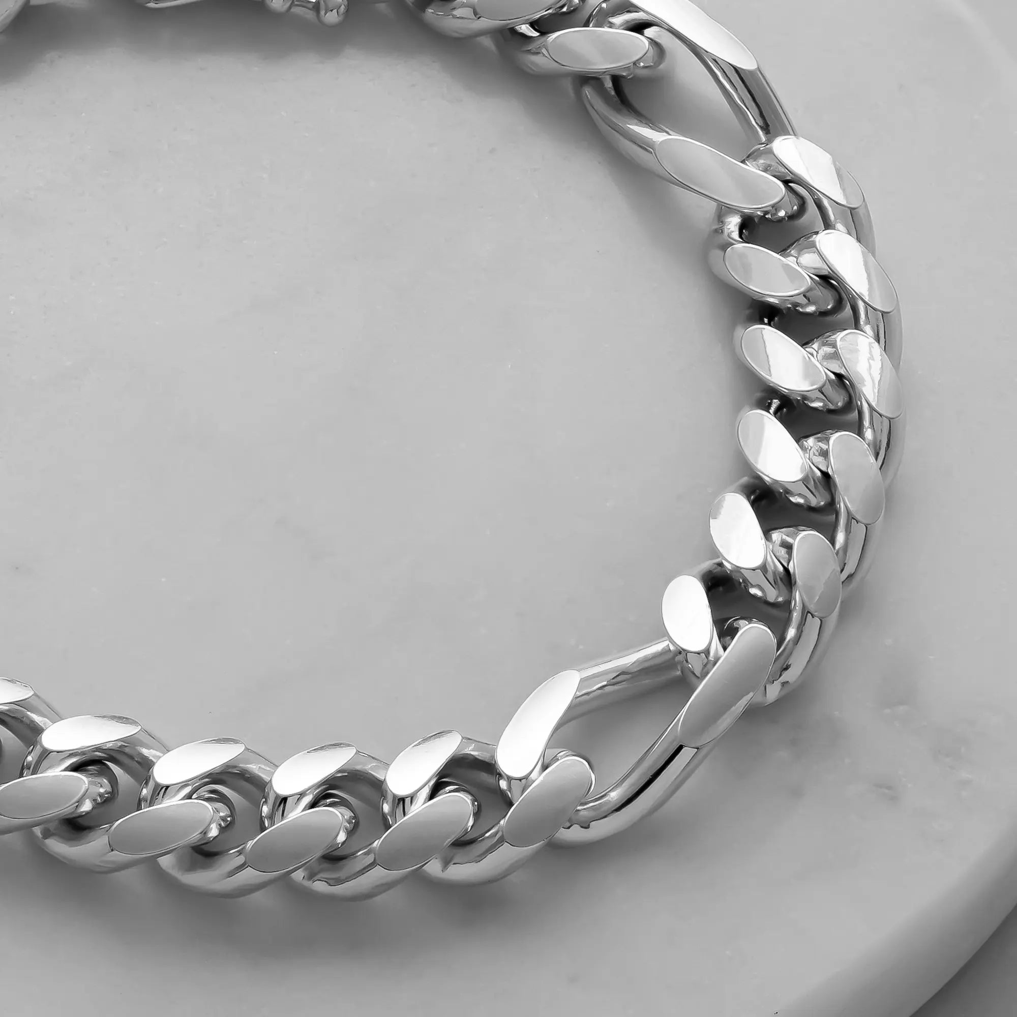10mm Figaro Silver Bracelet