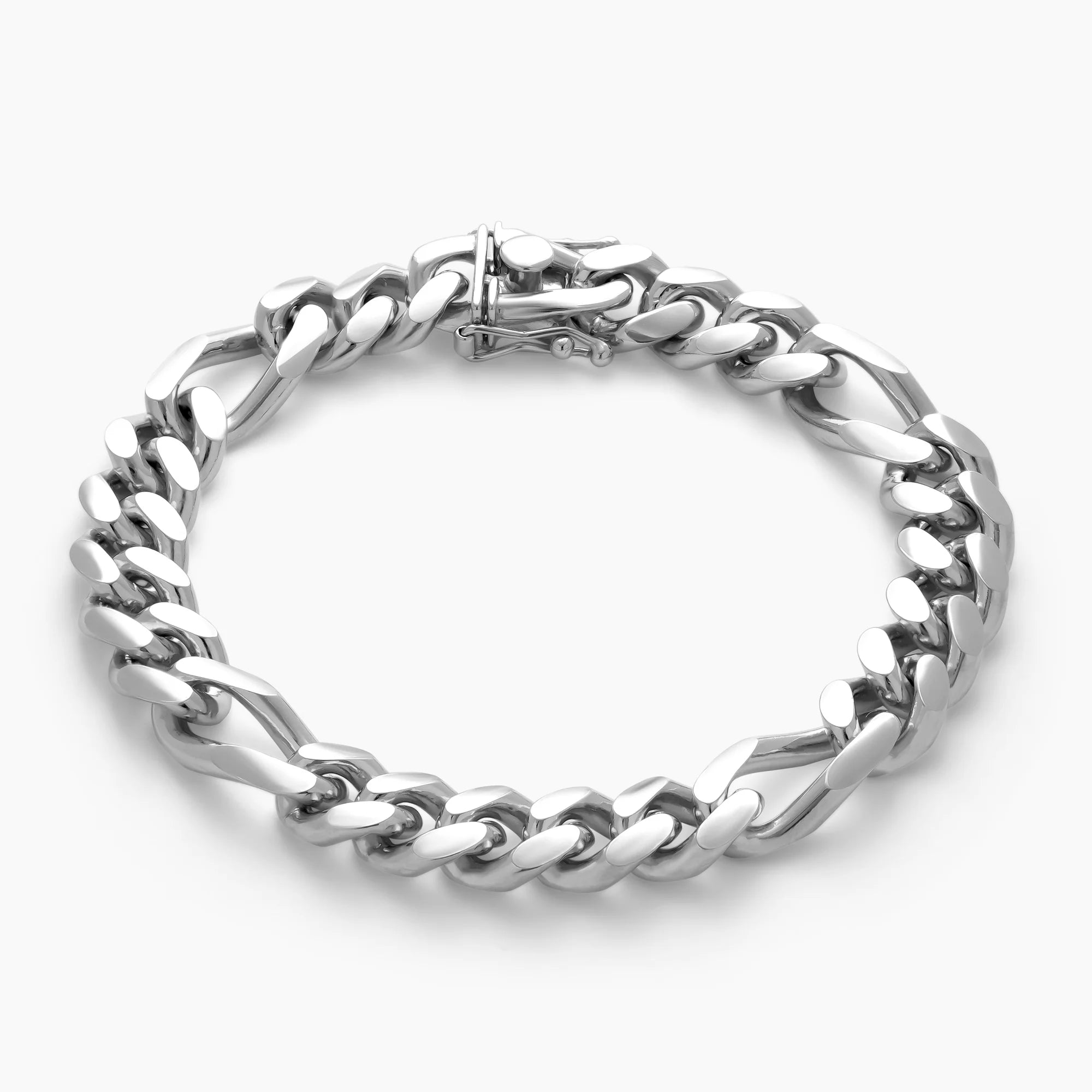 Figaro Bracelet 10mm in 925 Sterling Silver