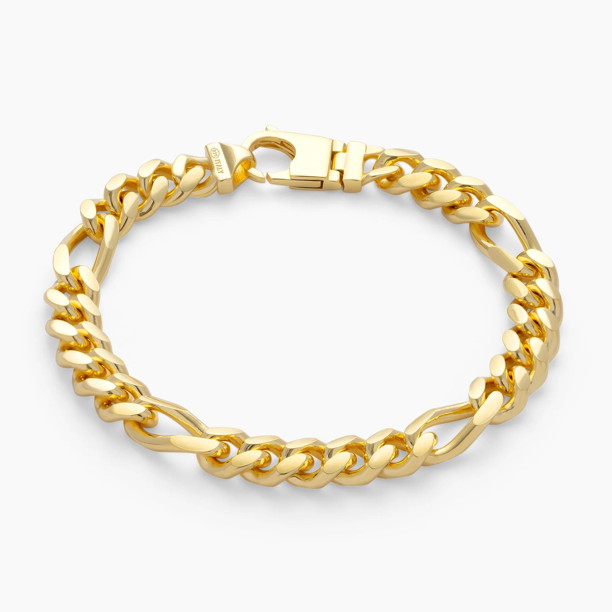 Figaro Bracelet 8mm in 18k Gold Vermeil