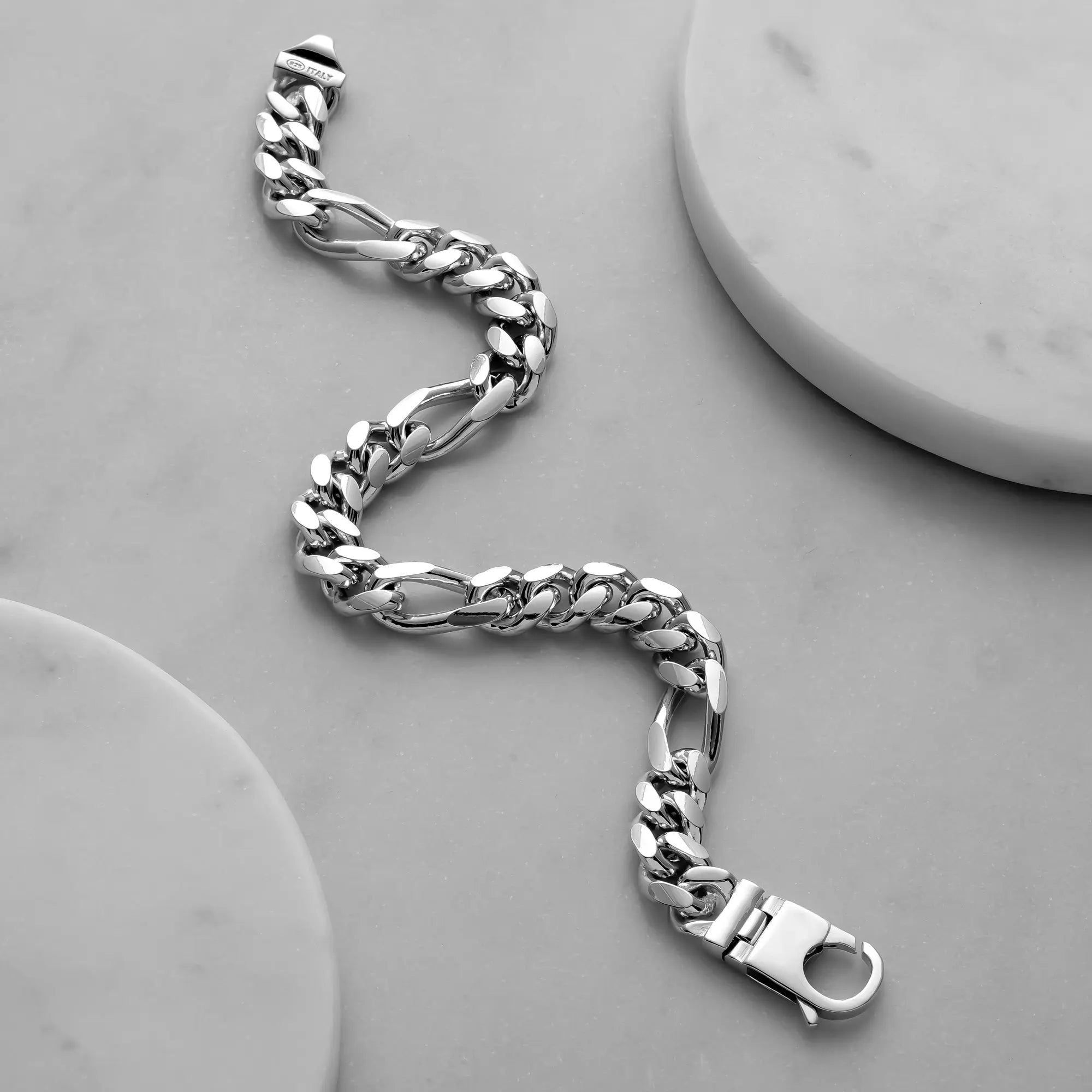 8mm Silver Figaro Bracelet