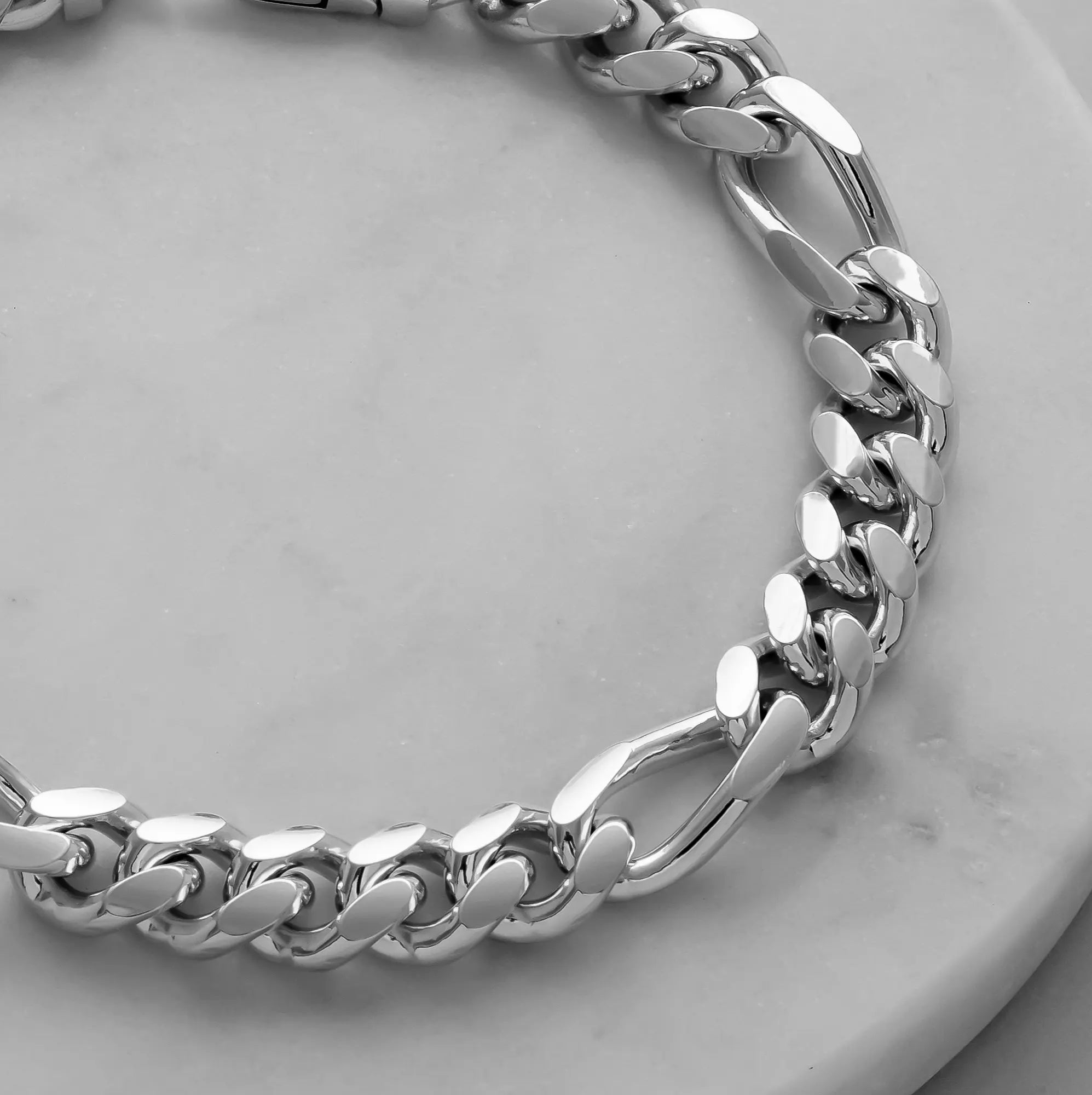 8mm Silver Figaro Bracelet