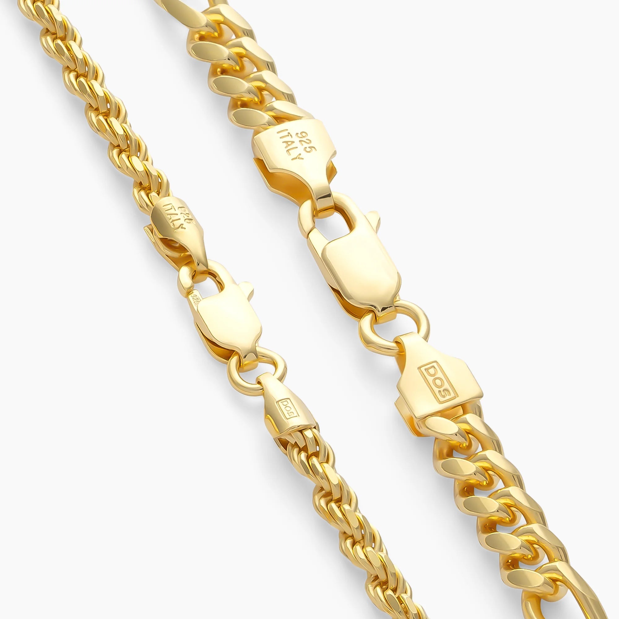 Clasps on the Figaro + Rope chains in 18k Gold Vermeil