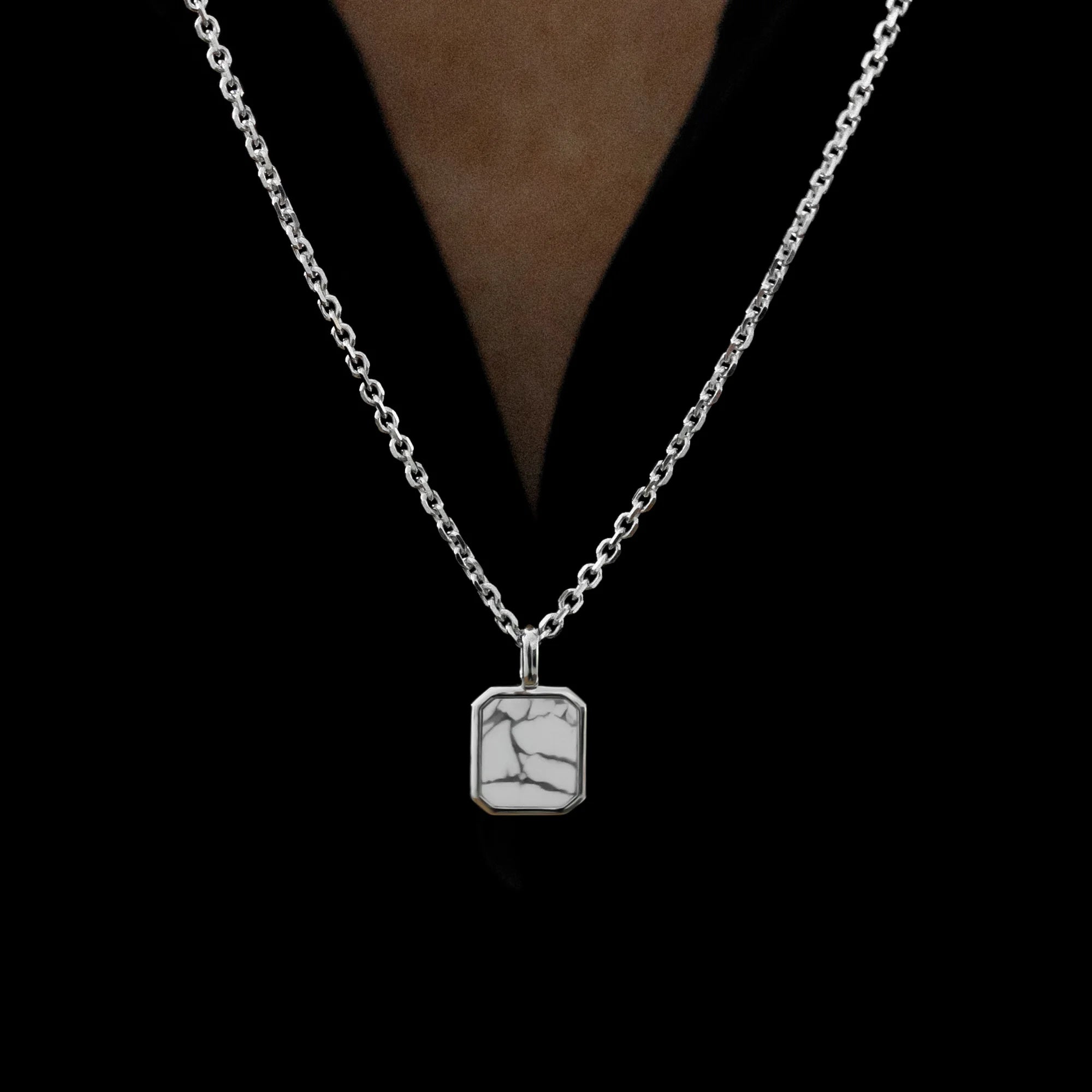 Howlite Pendant Cable Chain Sterling Silver