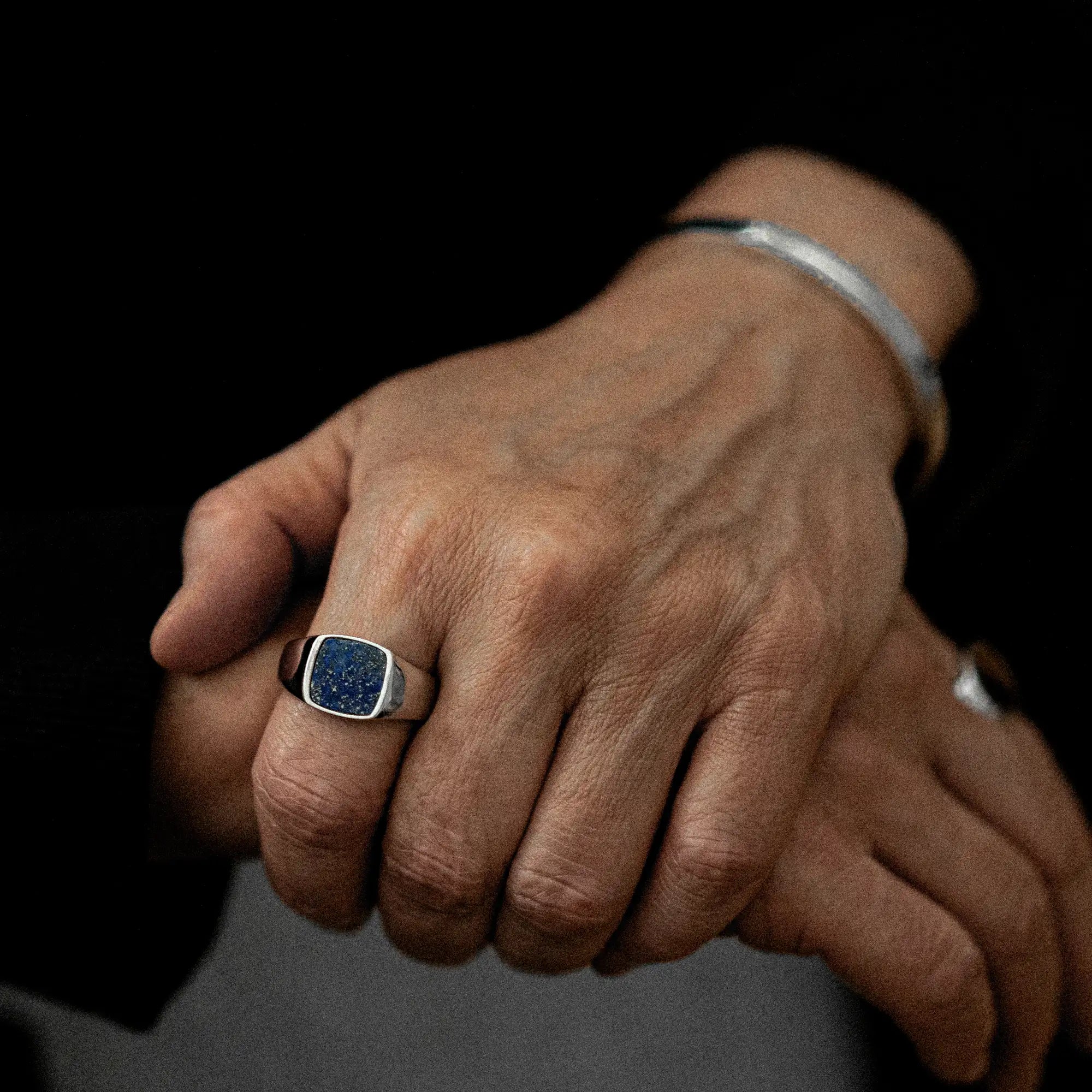 Lapis Signet Ring 12mm Sterling Silver