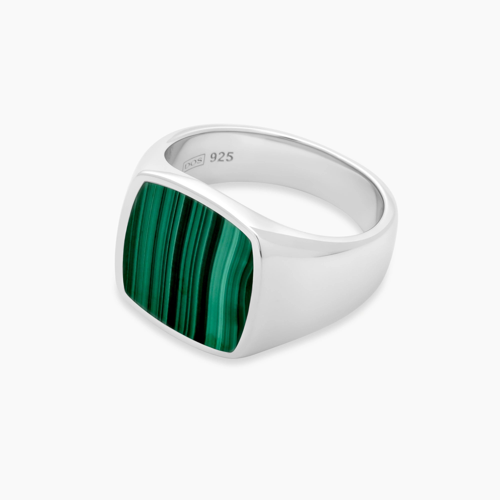 Malachite Signet Ring 17mm Sterling Silver - Side