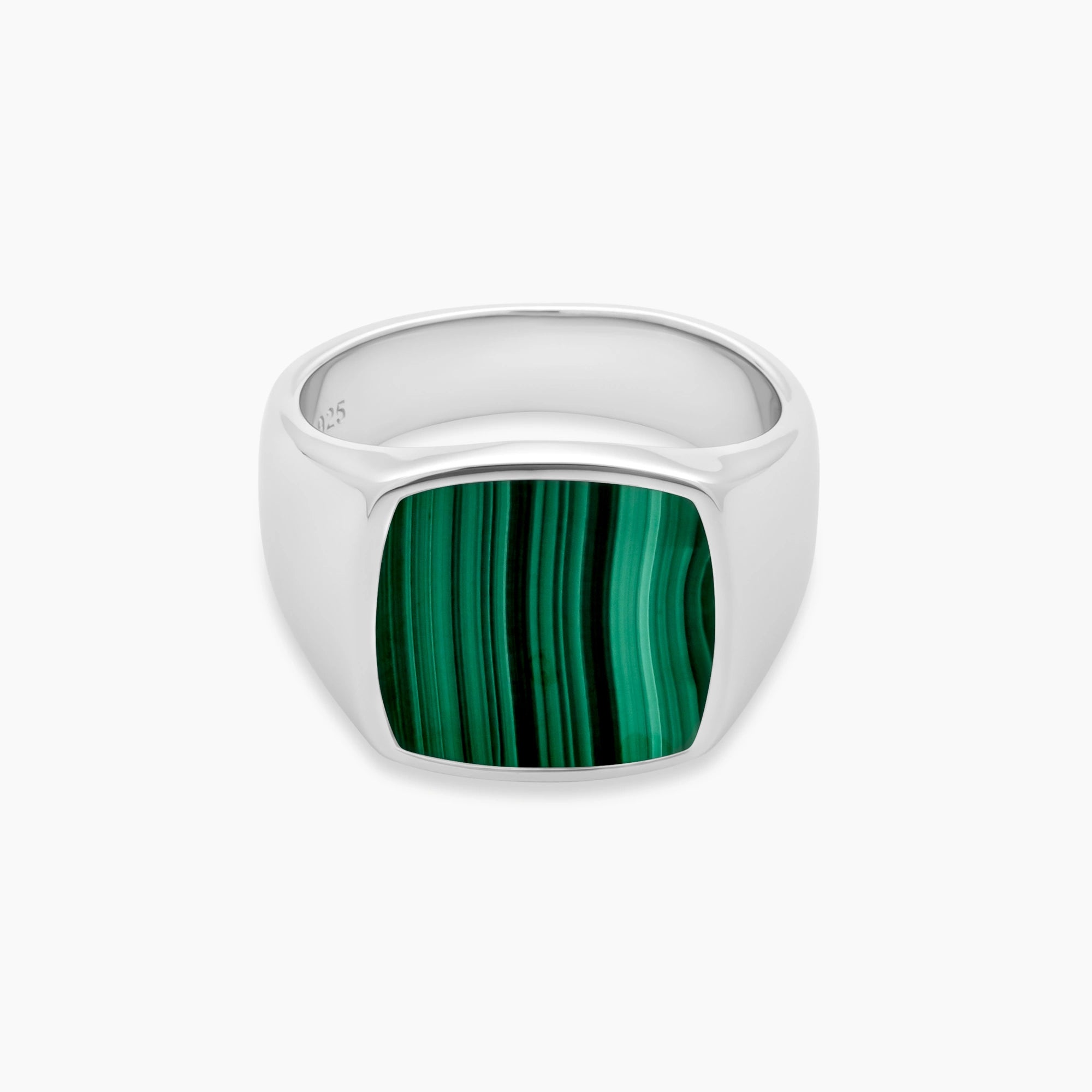 Malachite Signet Ring 17mm Sterling Silver