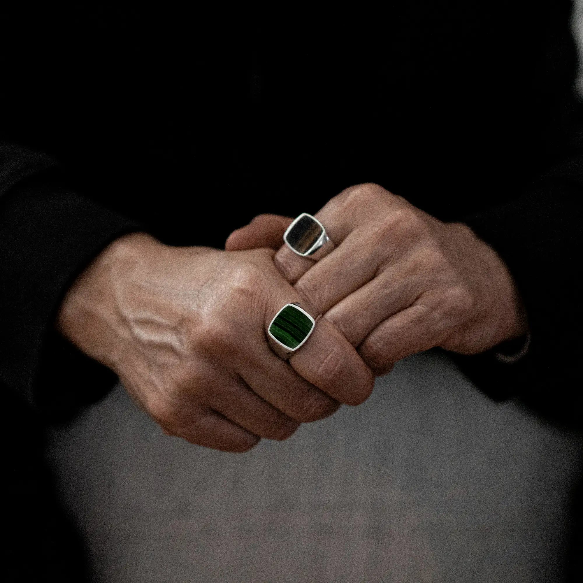 Malachite Signet Ring 17mm Sterling Silver
