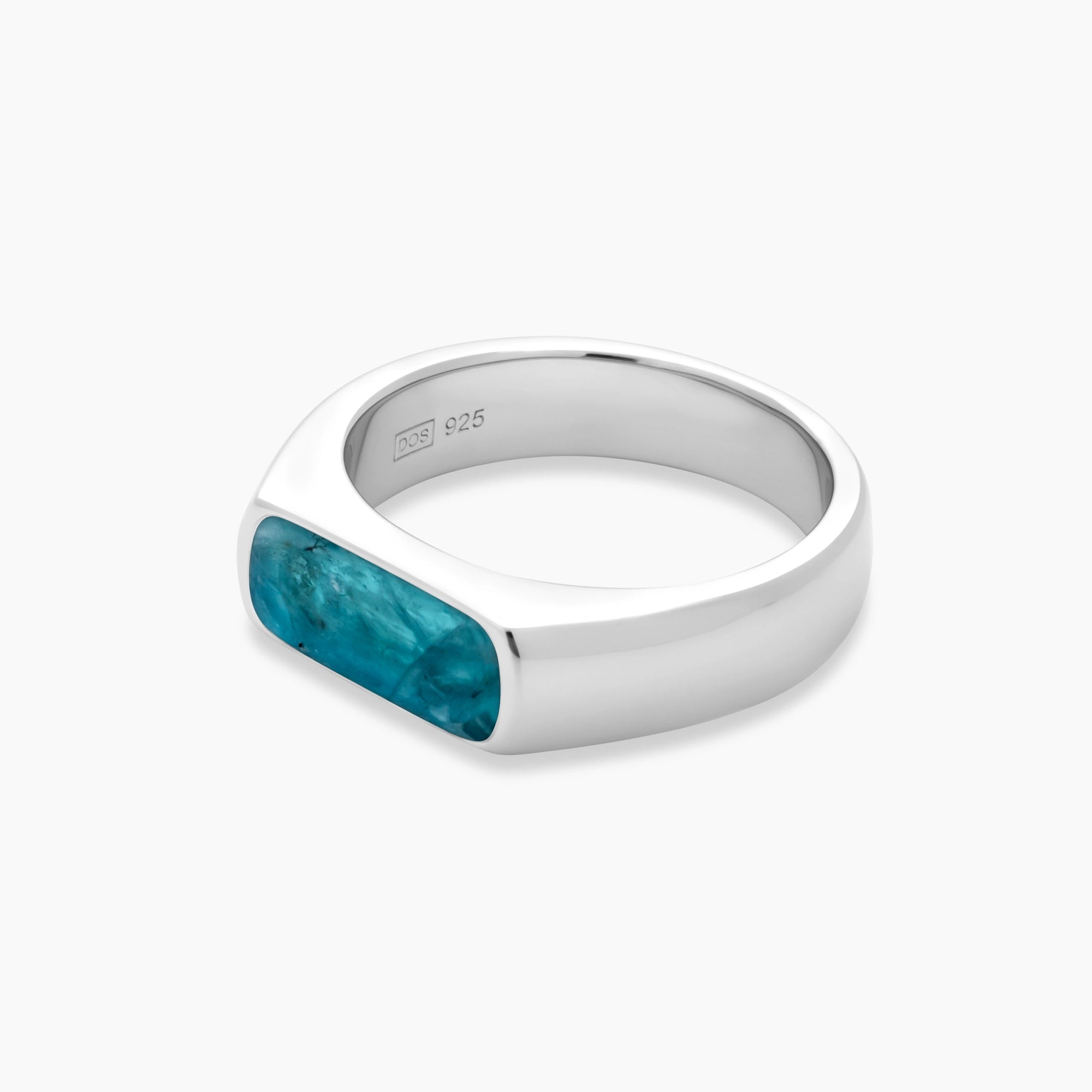 Mini Apatite Signet Ring Sterling Silver - Side