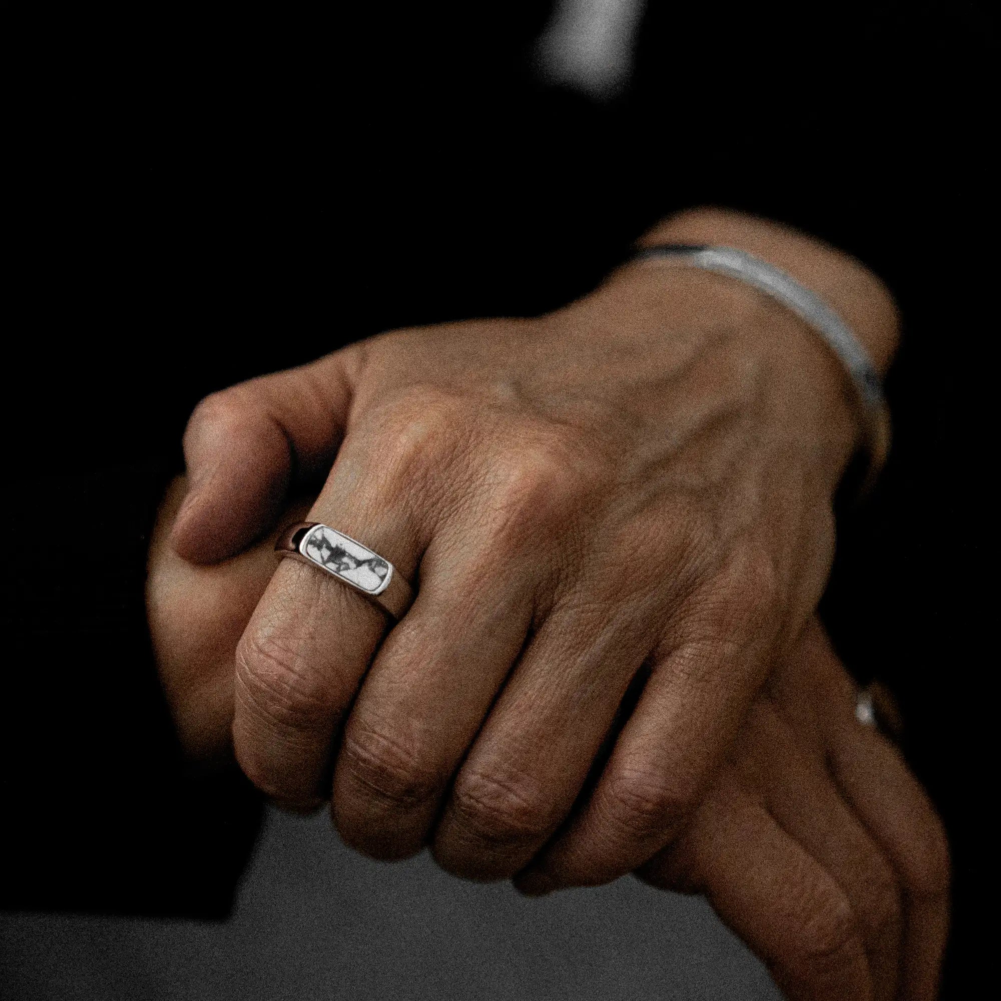 Mini Howlite Signet Ring Sterling Silver