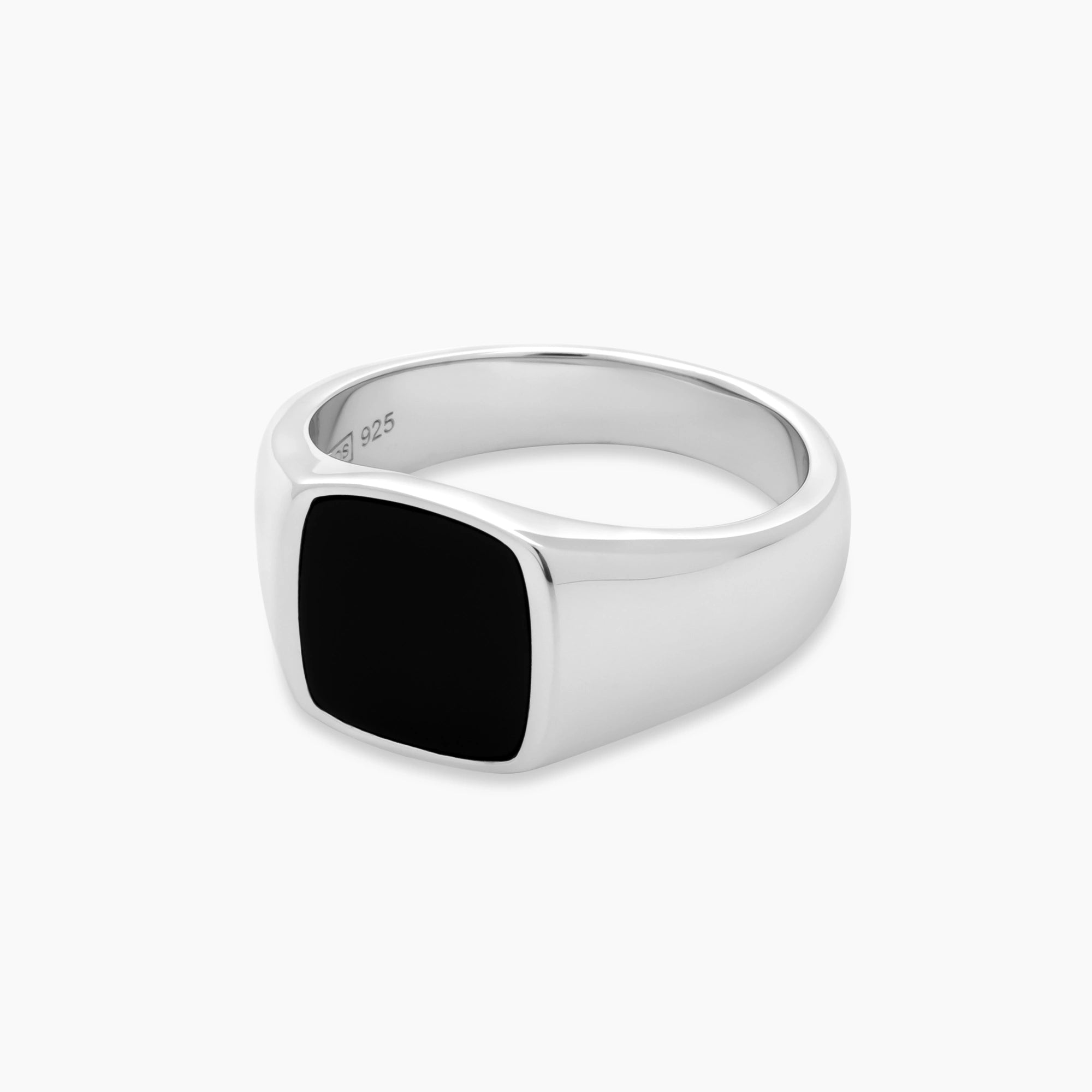 Onyx Signet Ring 12mm Sterling Silver - Side