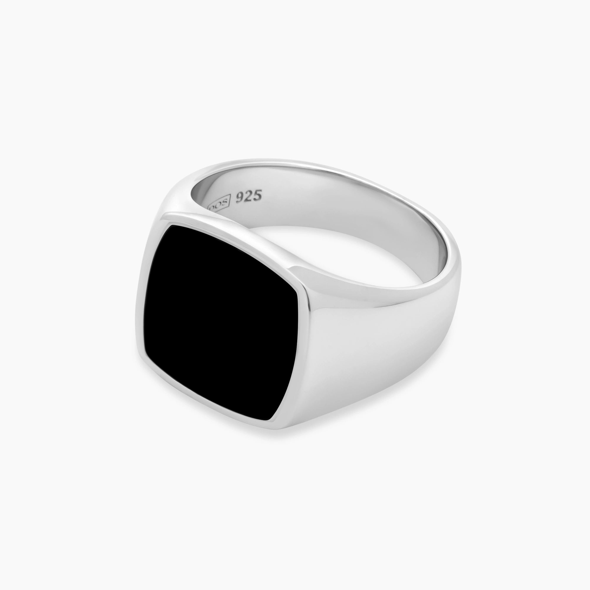 Onyx Signet Ring 17mm Sterling Silver - Side