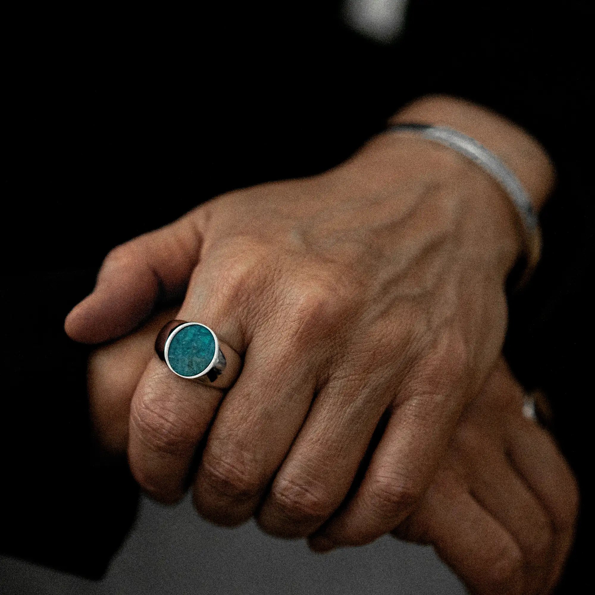 Oval Apatite Signet Ring Sterling Silver