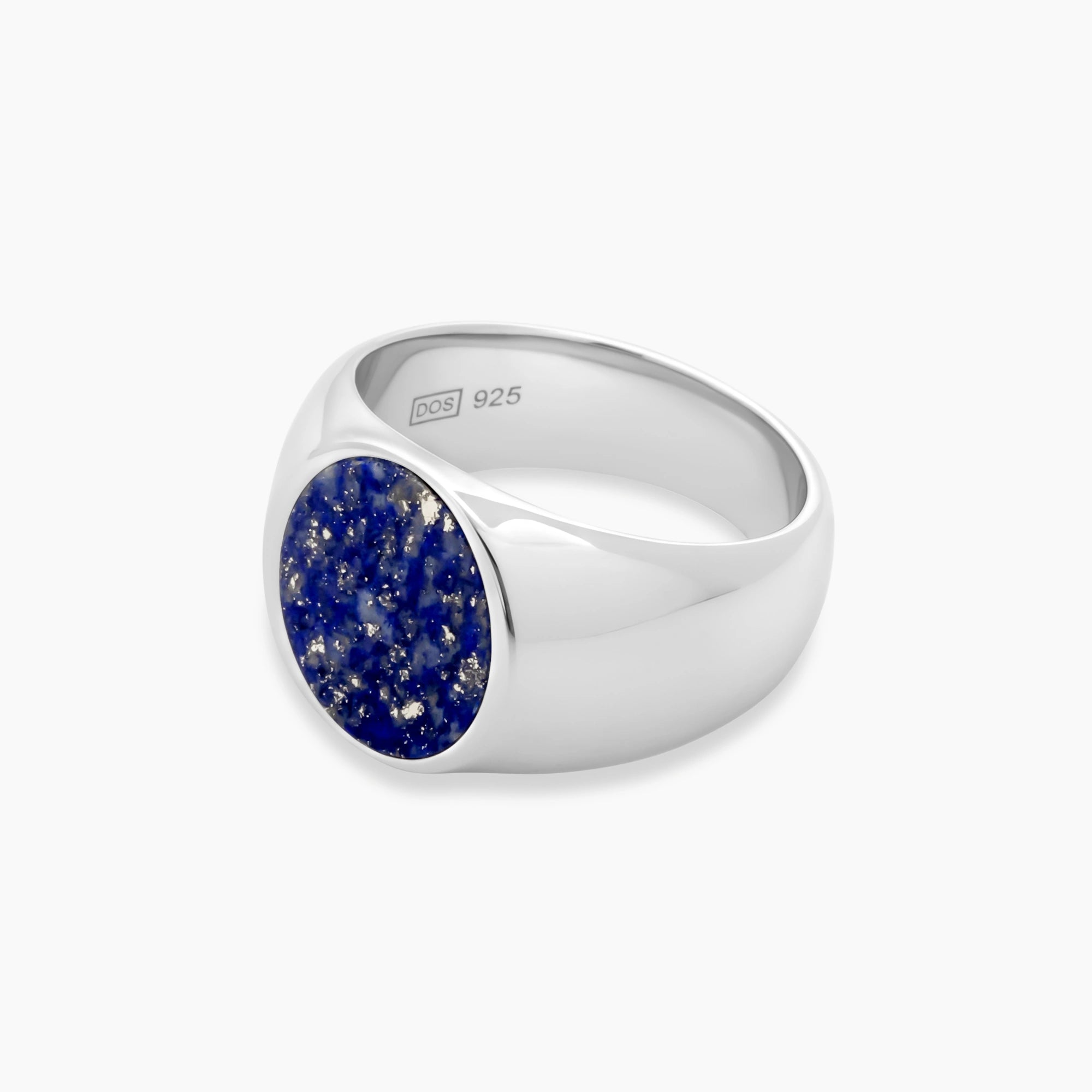 Oval Lapis Lazuli Signet Ring 15mm Sterling Silver - Side