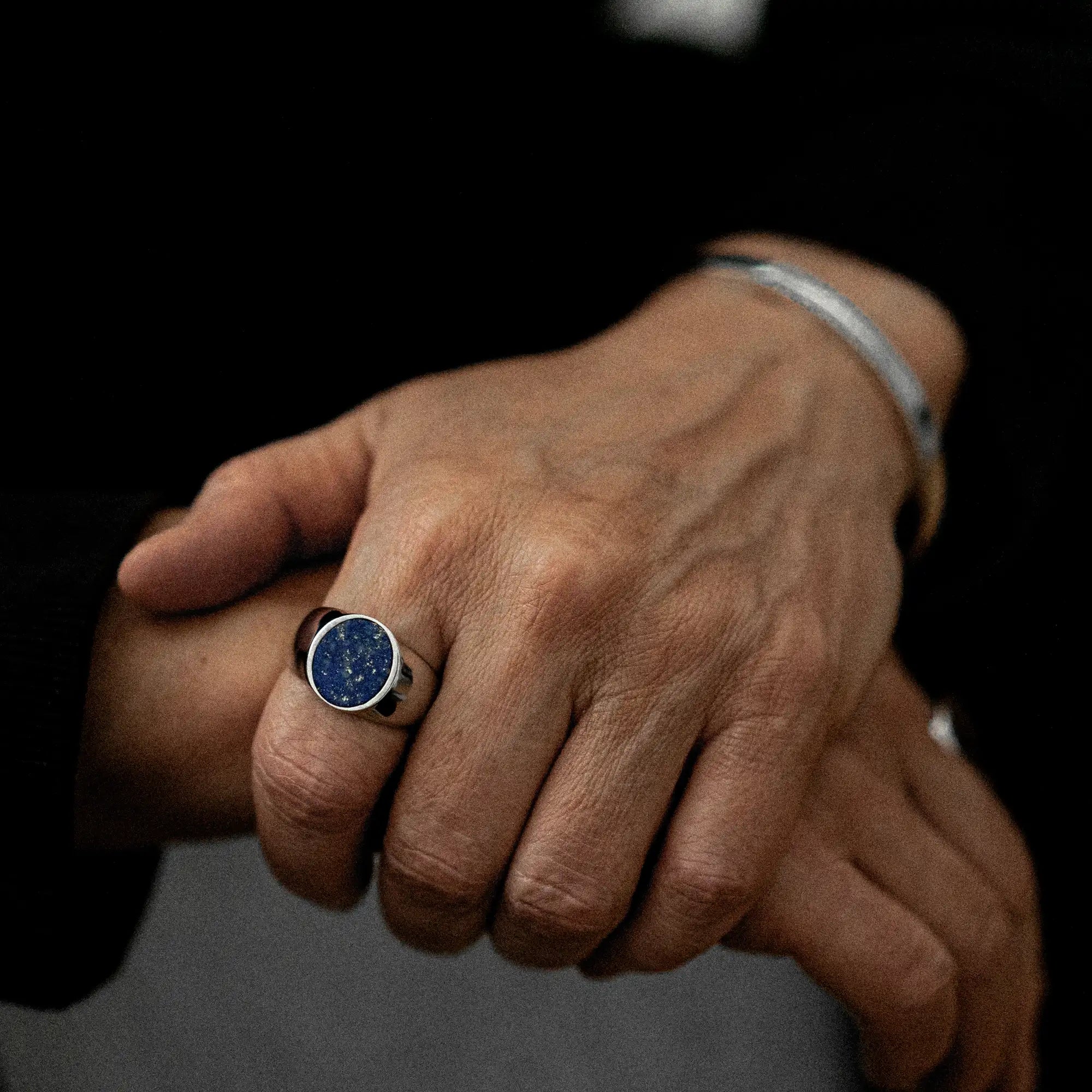Oval Lapis Signet Ring Sterling Silver