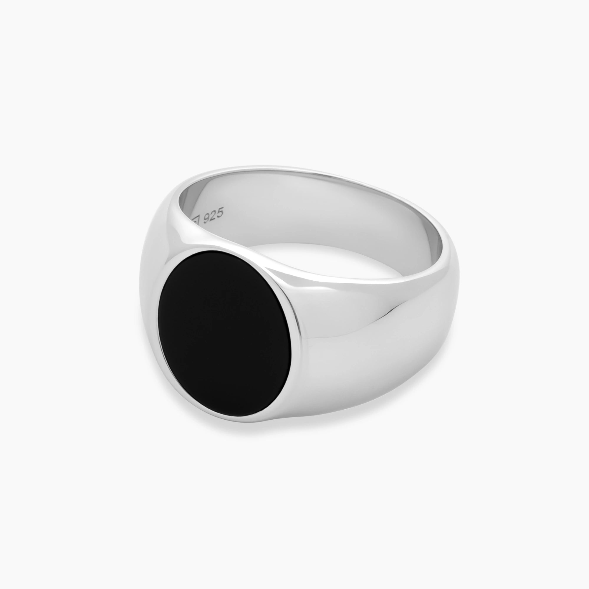 Oval Onyx Signet Ring 15mm Sterling Silver - Side