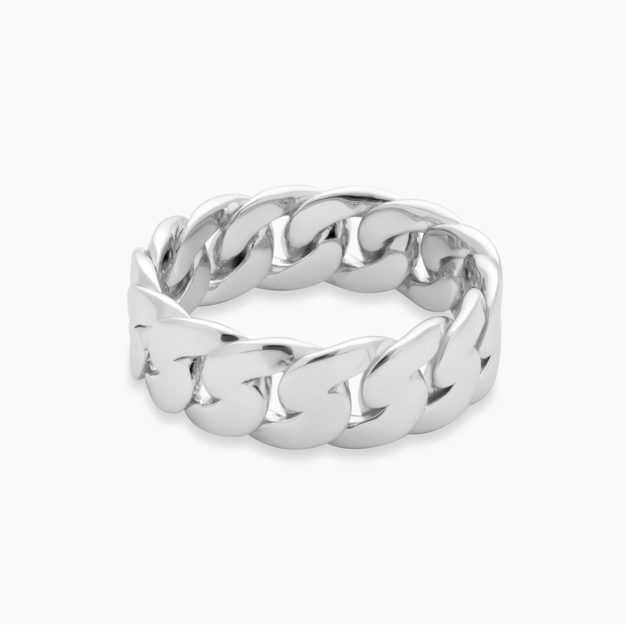 Polished Cuban Ring Sterling Silver - Front