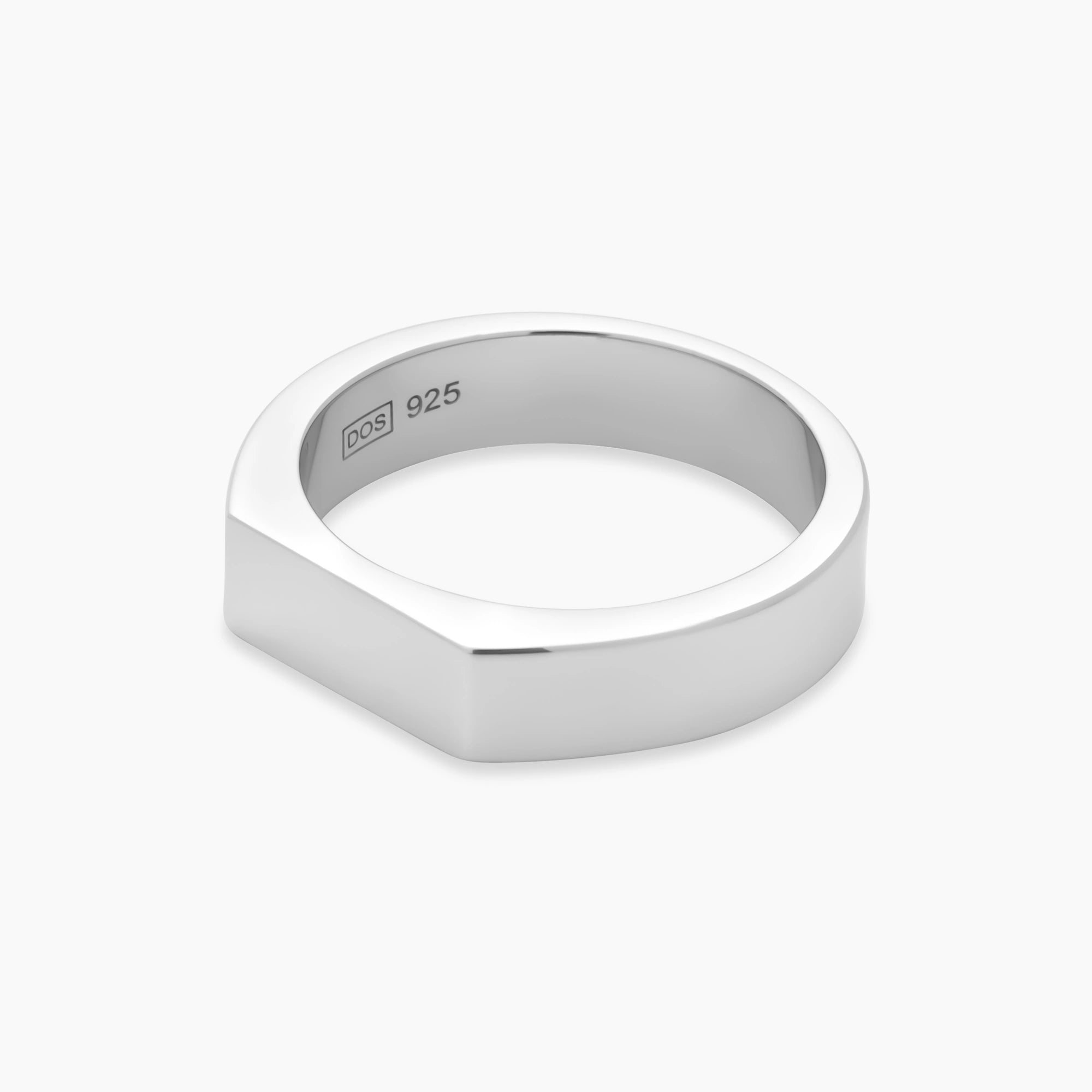 Polished Cuban Ring Sterling Silver - Side