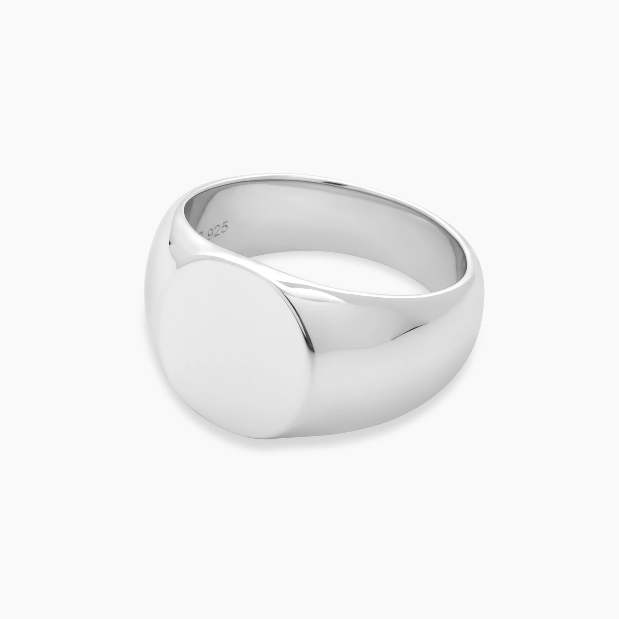 Polished Oval Signet Ring Sterling Silver - Side