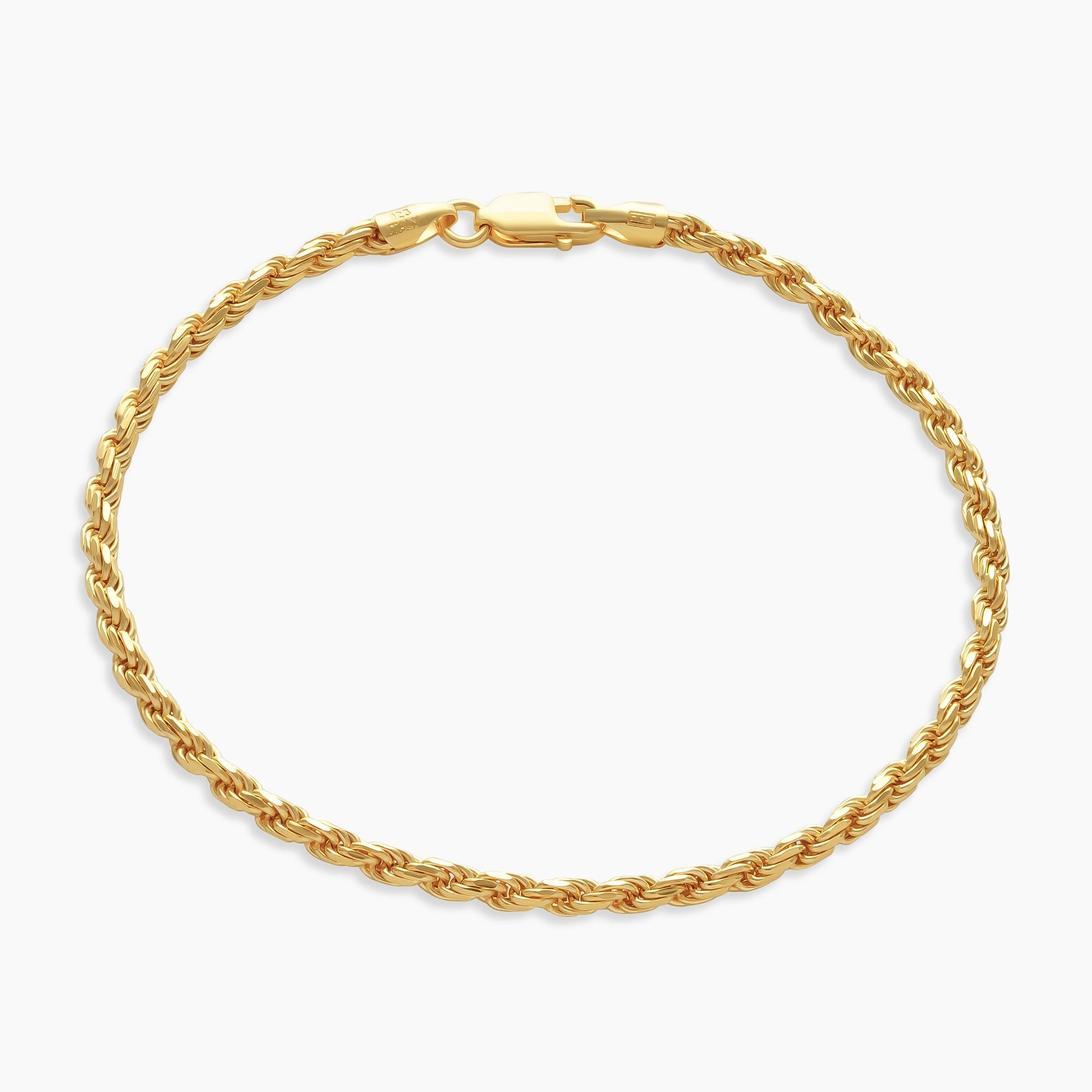 Rope Bracelet 2.5mm 18k Gold Vermeil