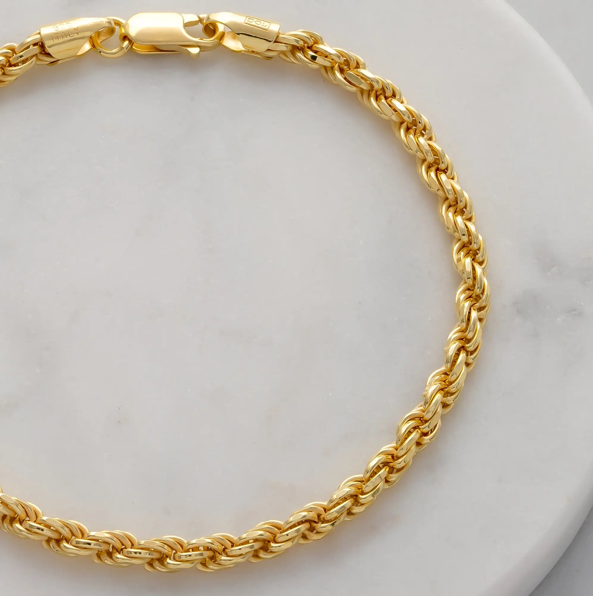 4mm Gold Rope Bracelet