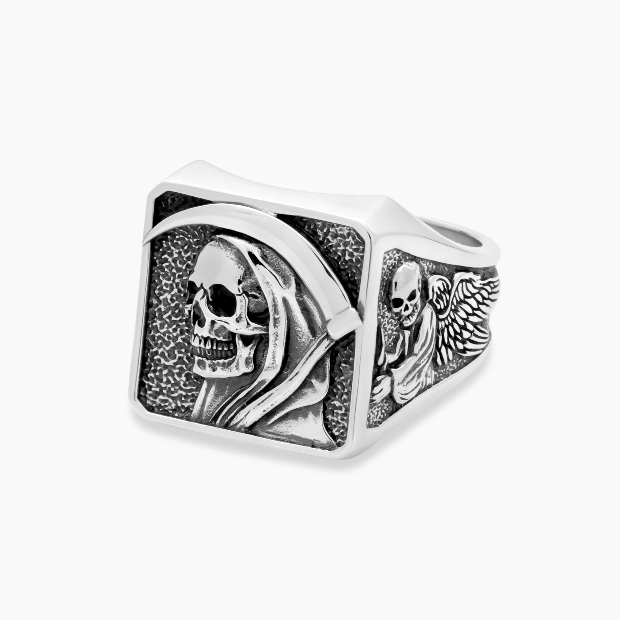 Skull Reaper Ring - Men's Skull Ring Sterling Silver