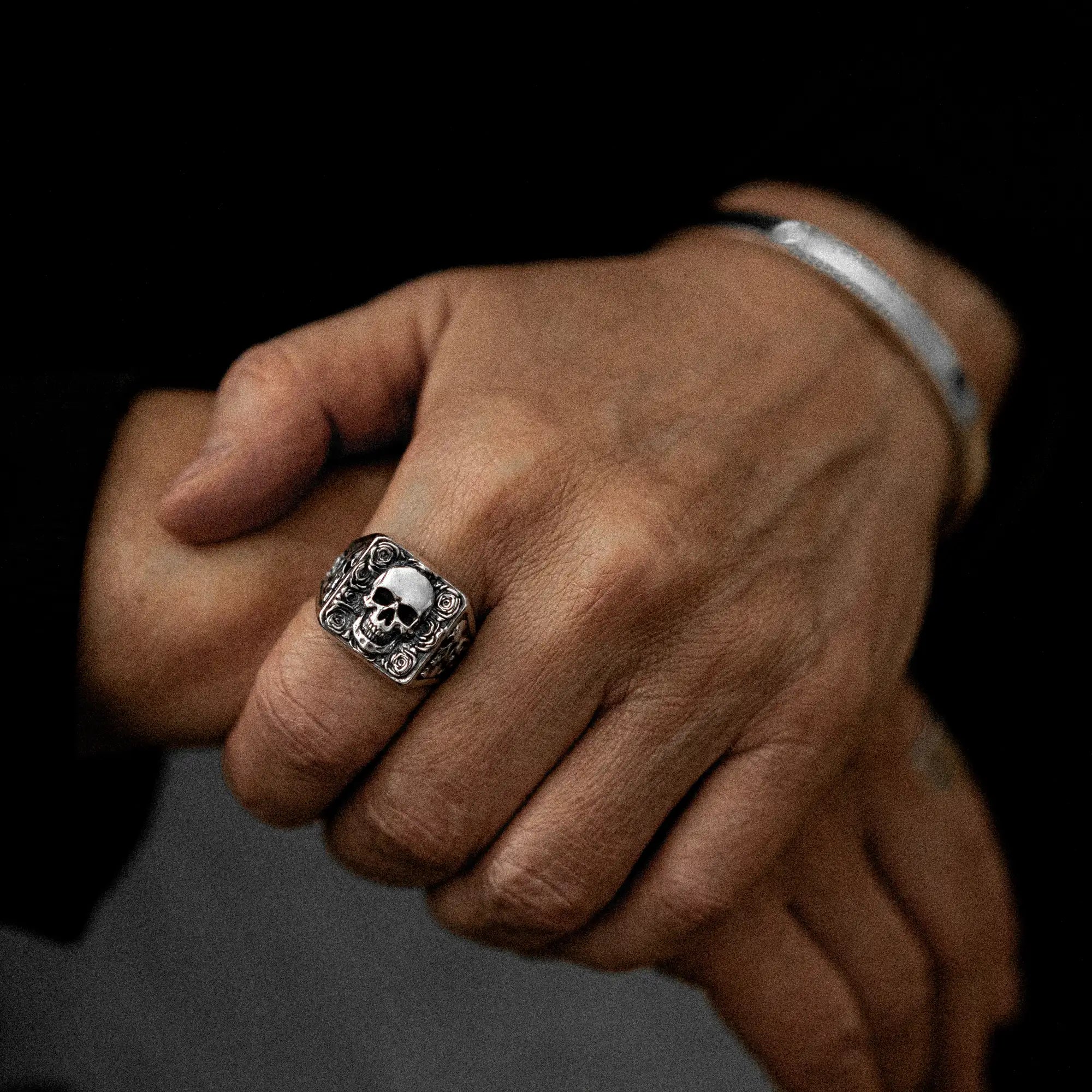 Skull Rose Ring 925 Sterling Silver