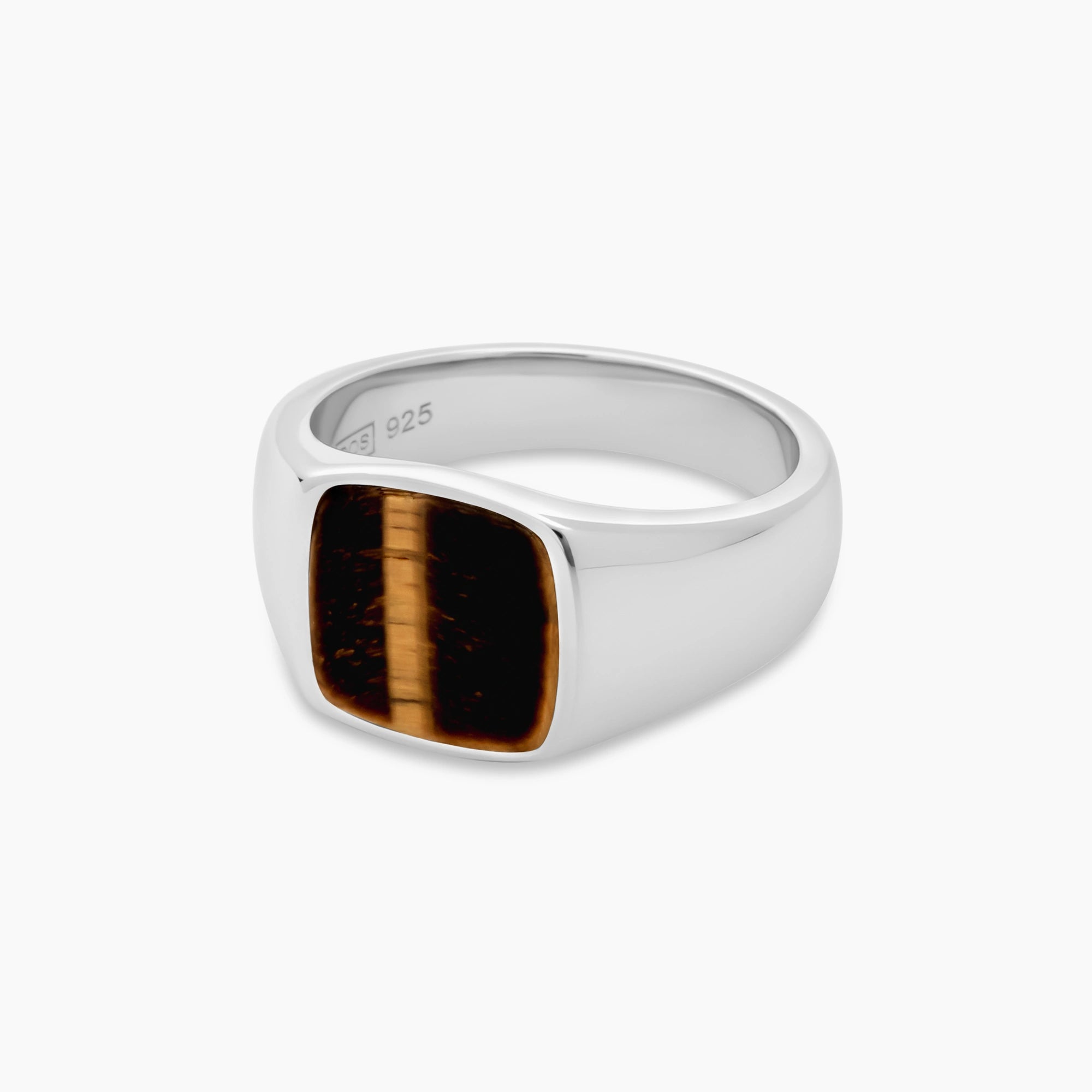 Tiger Eye Signet Ring 12mm Sterling Silver - Side
