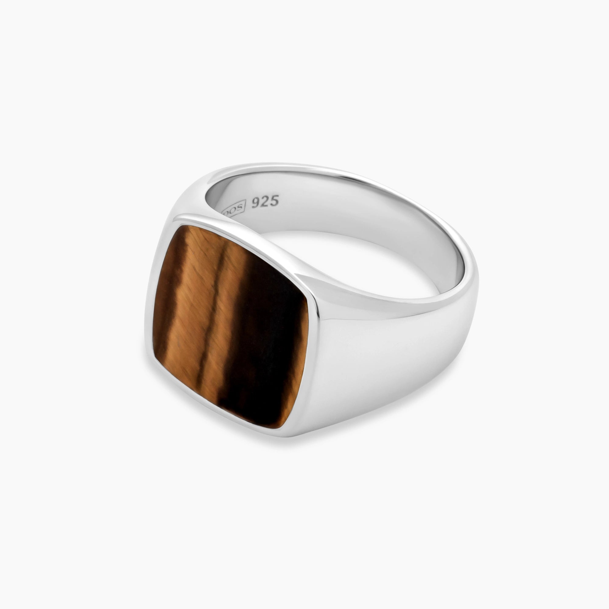 Tiger Eye Signet Ring 17mm Sterling Silver - Side