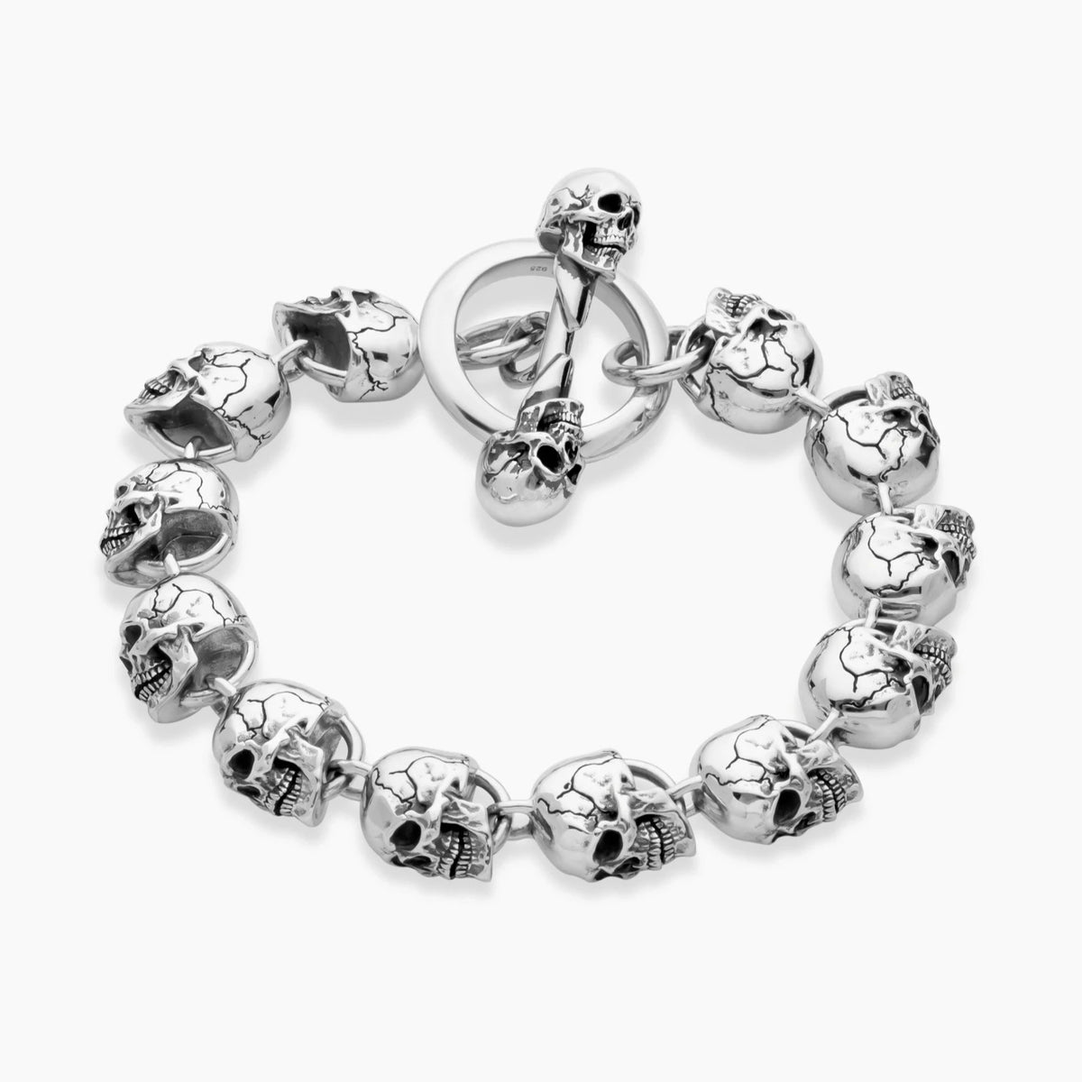 Anatomical Skull Bracelet - Men's Skull Bracelet Sterling Silver