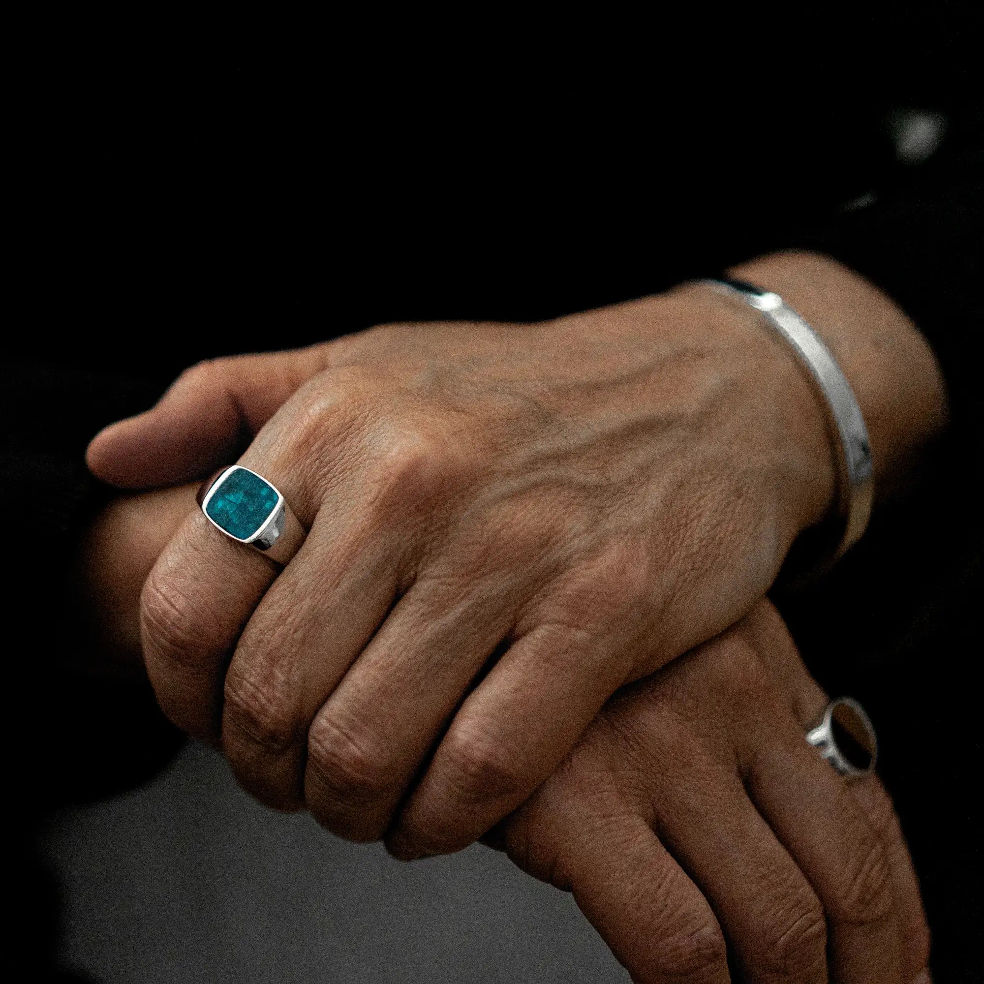 Apatite Signet Ring 12mm 925 Sterling Silver