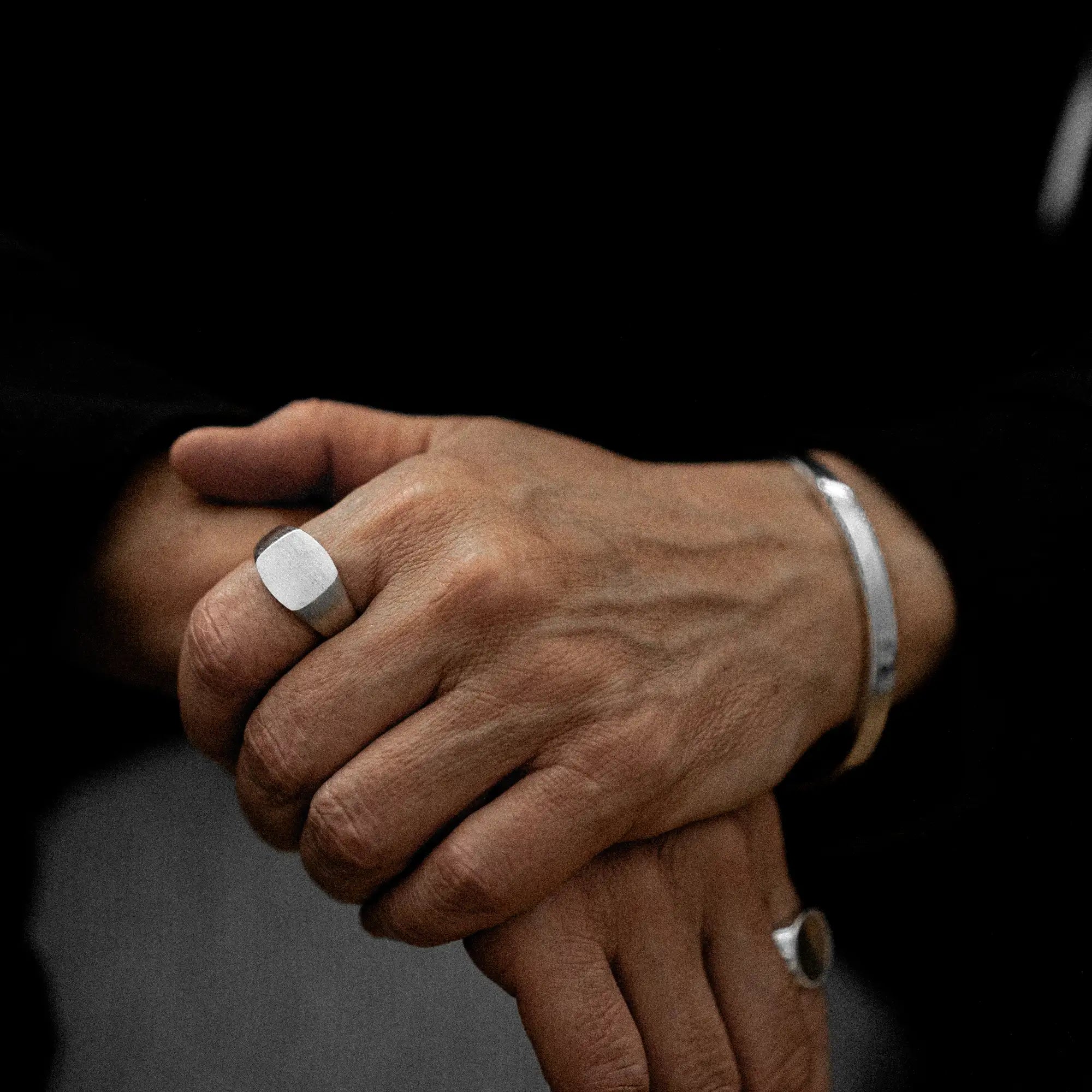 Brushed Signet Ring Sterling Silver
