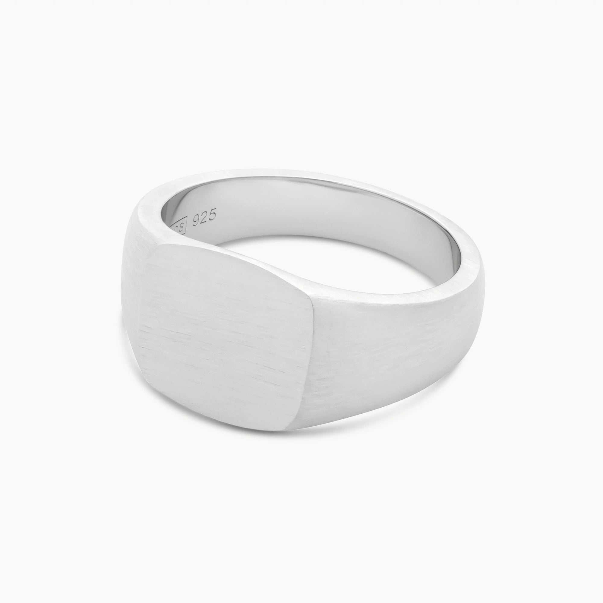 Brushed Signet Ring Sterling Silver - Side