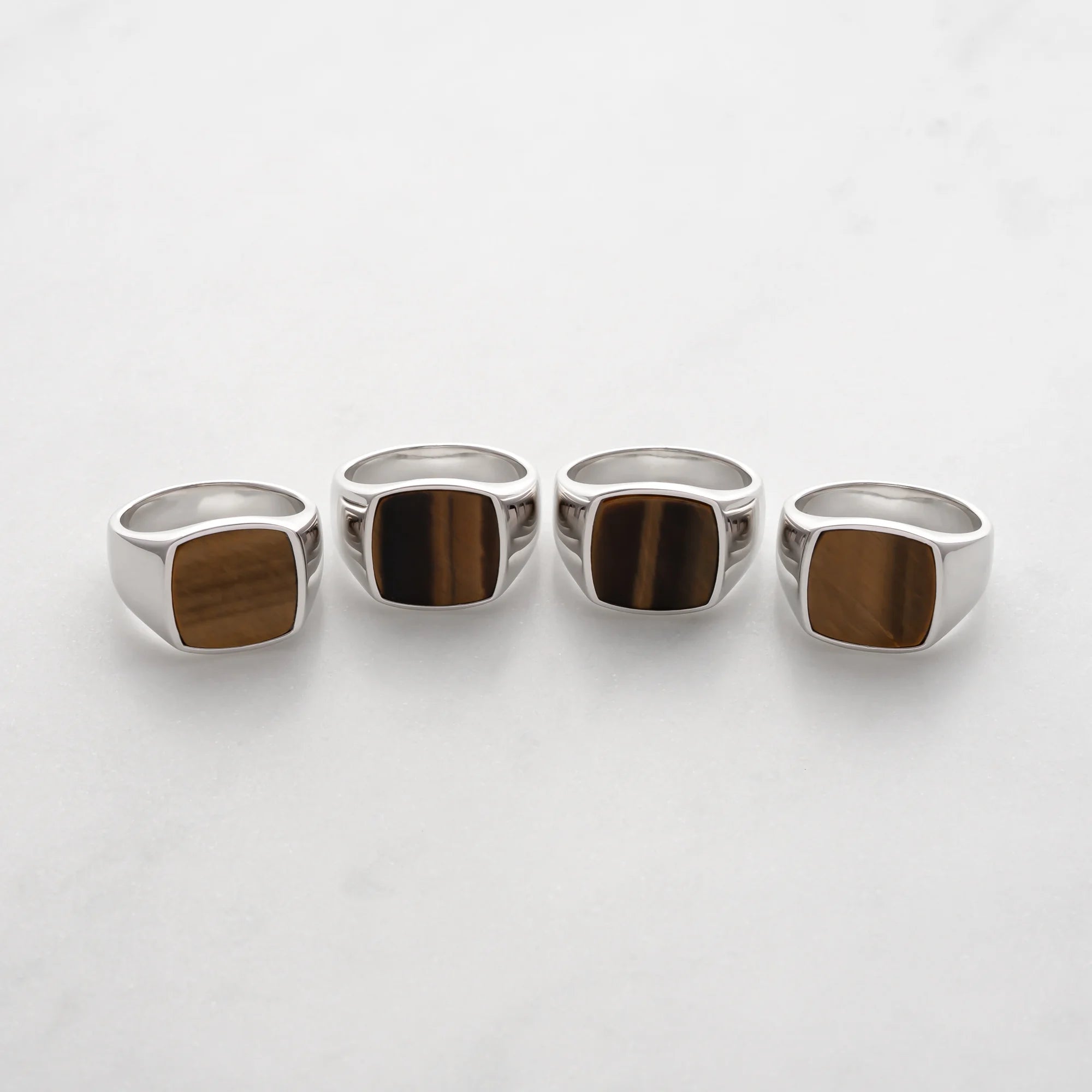 Collection of Sterling Silver Tiger Eye Signet Rings