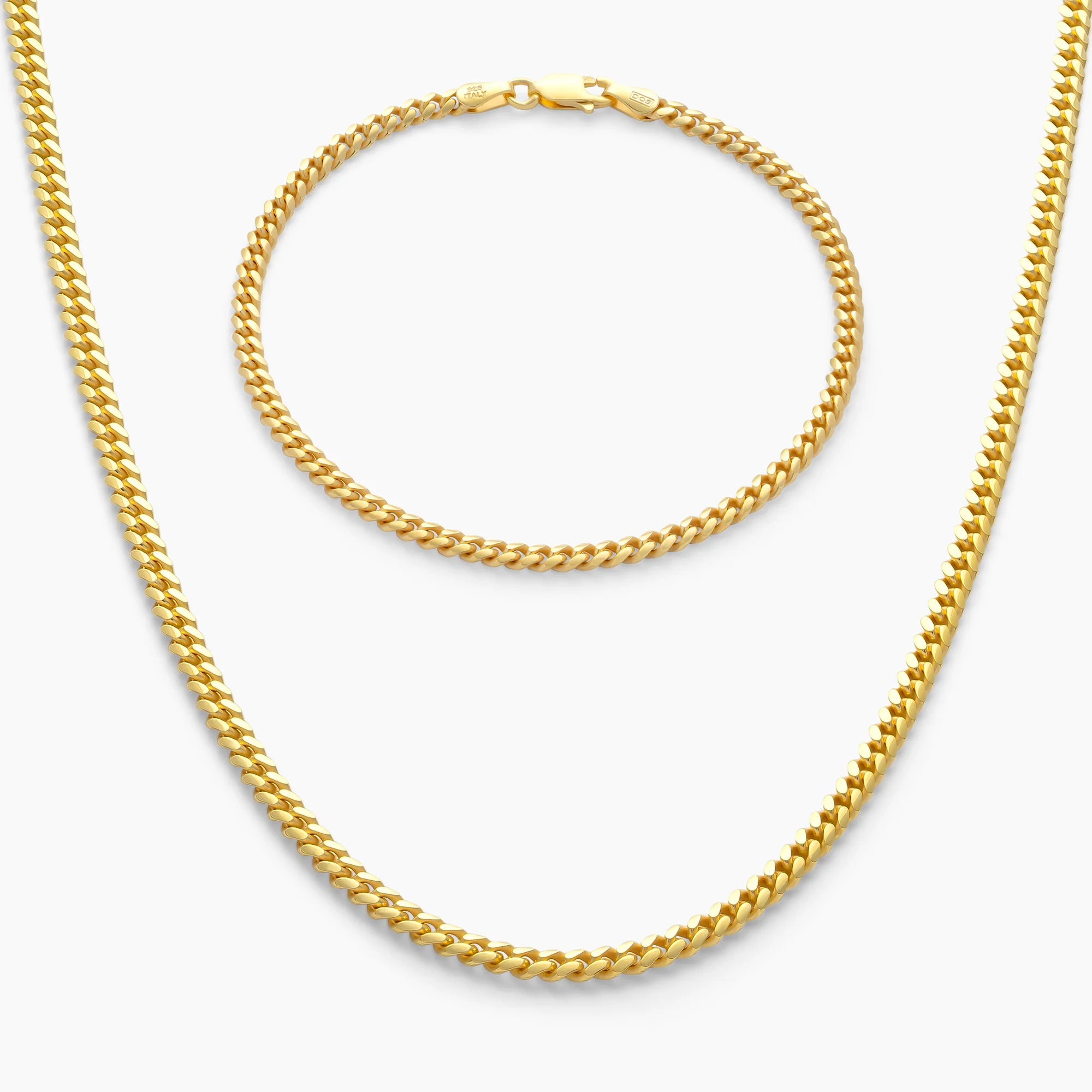 Cuban Link Set 3mm in 18k Gold Vermeil