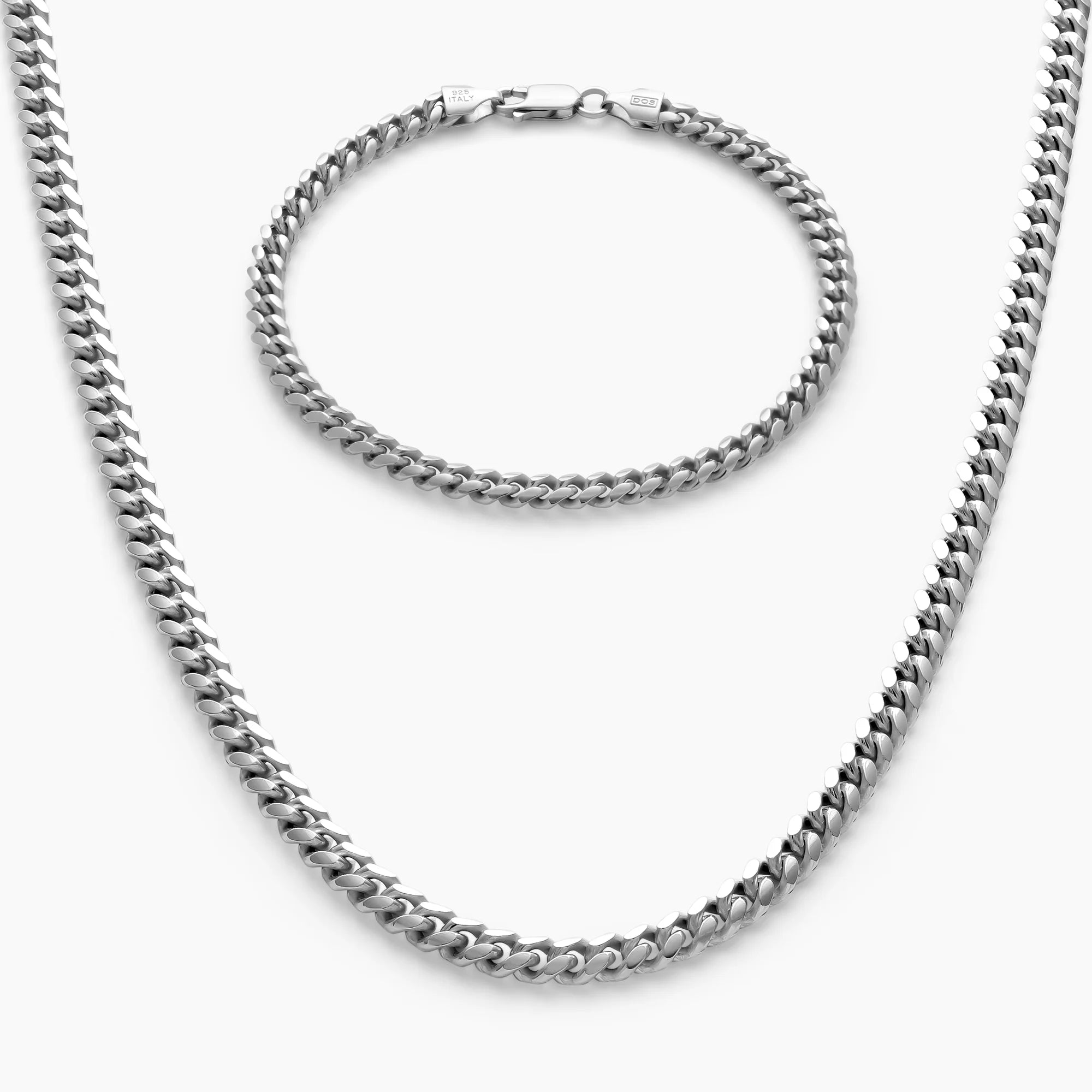 Cuban Link Set 5mm in 925 Sterling Silver