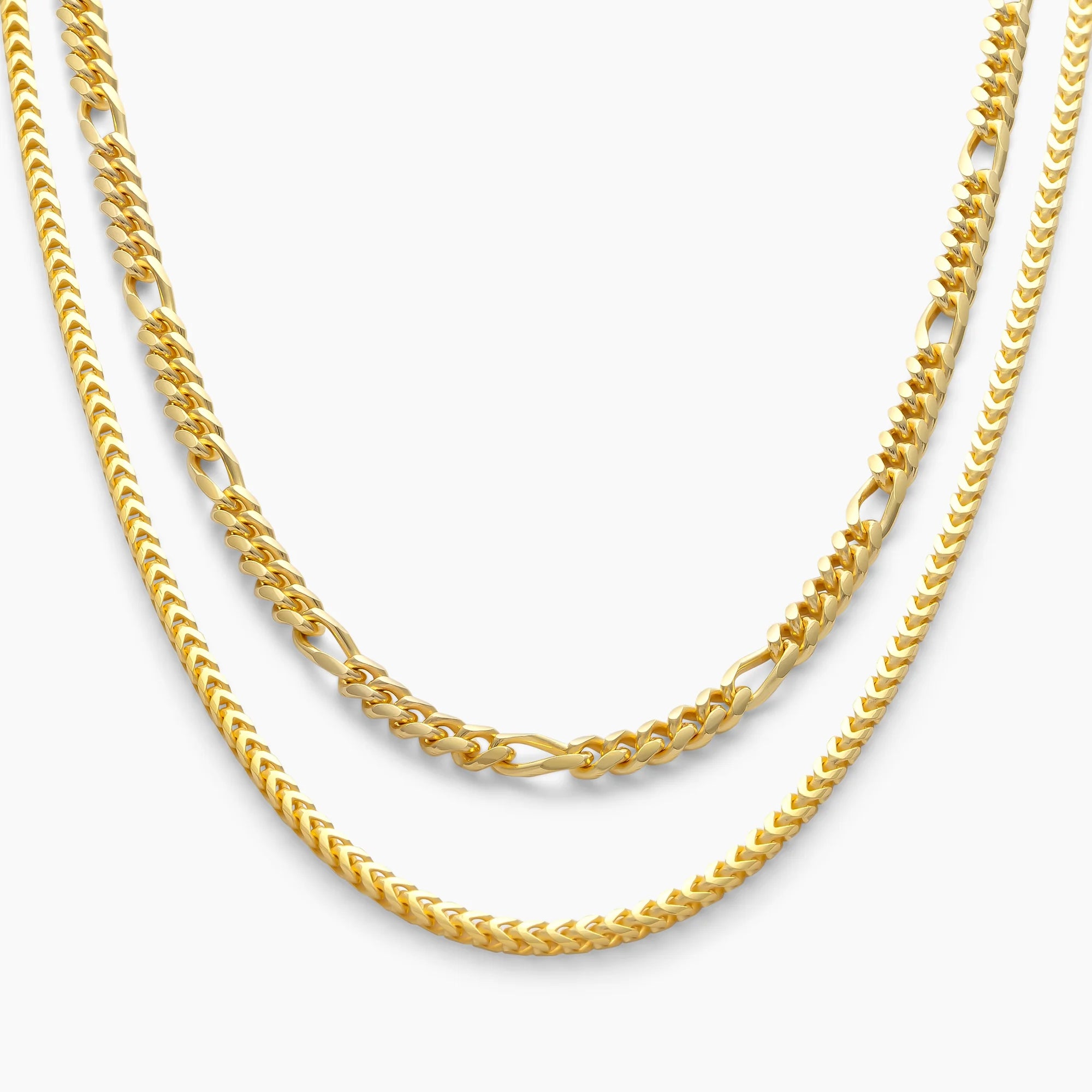 Figaro + Franco Chain Stack in 18k Gold Vermeil